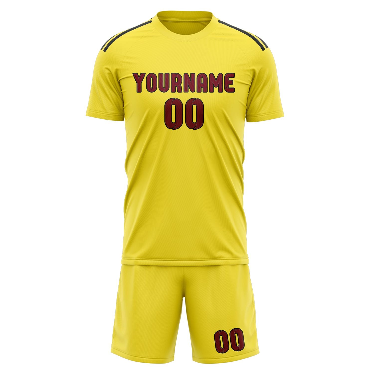 Maßgeschneidertes Professionelles Blassgelb Karmesinrot Fußballtrikot-Set