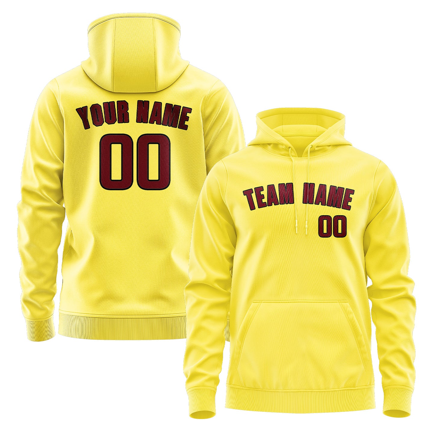 Maßgeschneidertes Blassgelb Karmesinrot Hoodie
