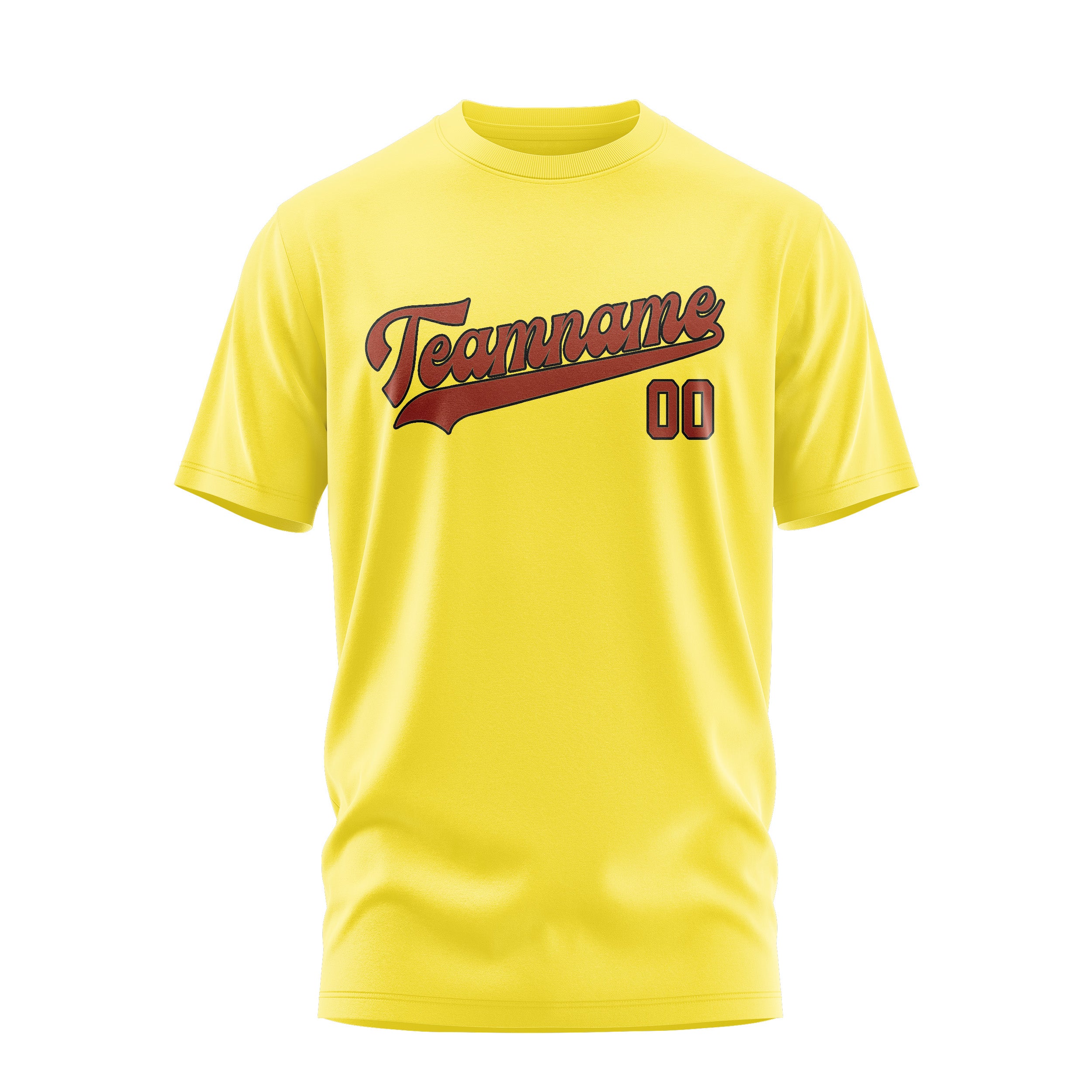 Maßgeschneidertes Blassgelb Korallenrot T-Shirt
