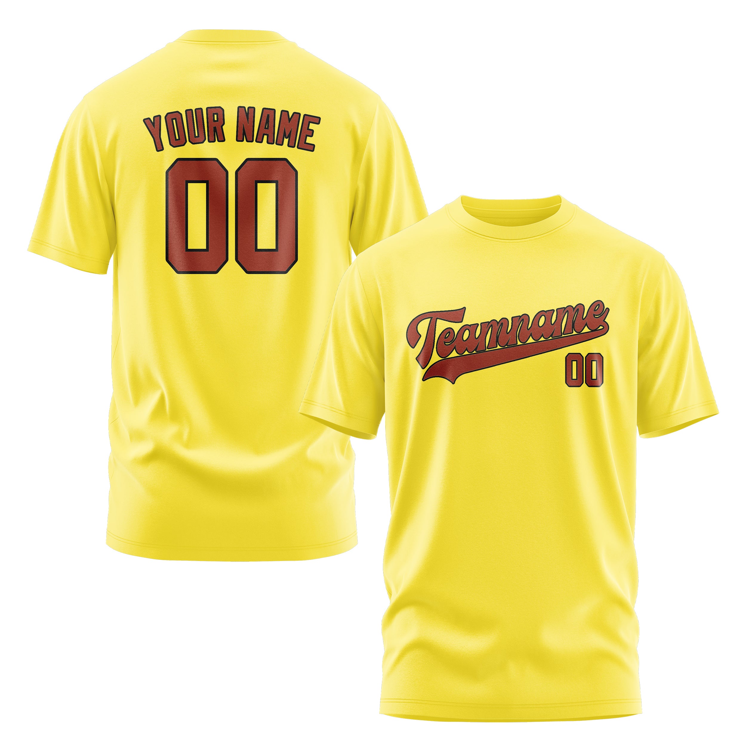 Maßgeschneidertes Blassgelb Korallenrot T-Shirt