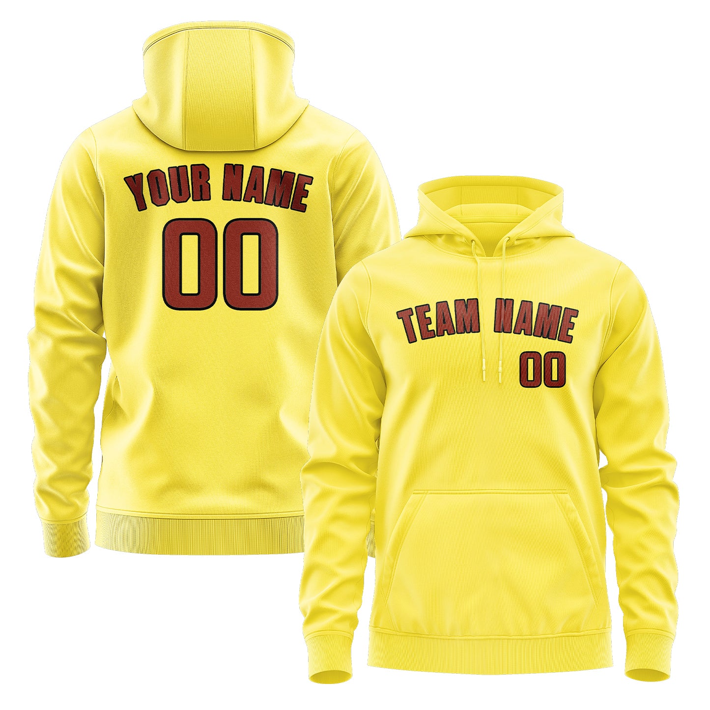 Maßgeschneidertes Blassgelb Korallenrot Hoodie