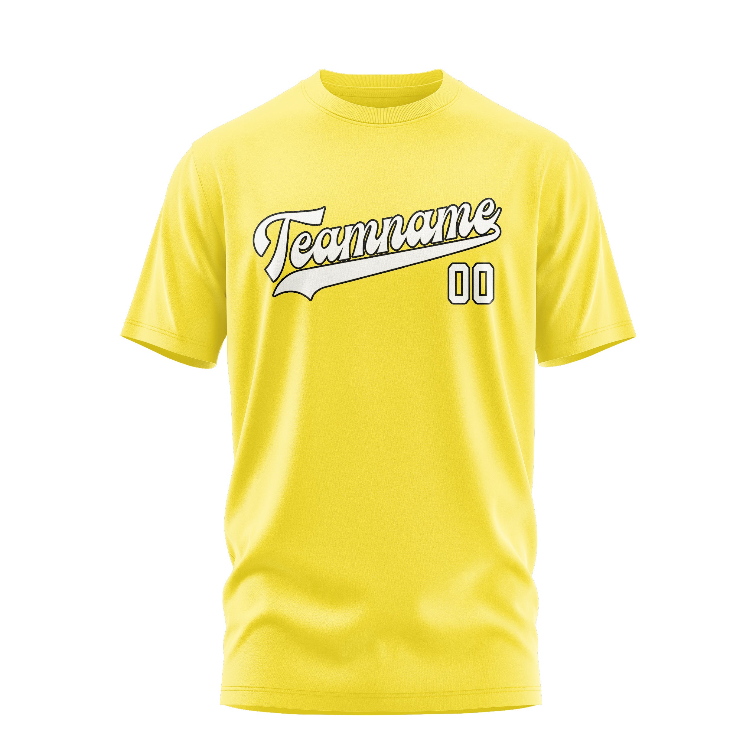 Maßgeschneidertes Blassgelb Weiß T-Shirt
