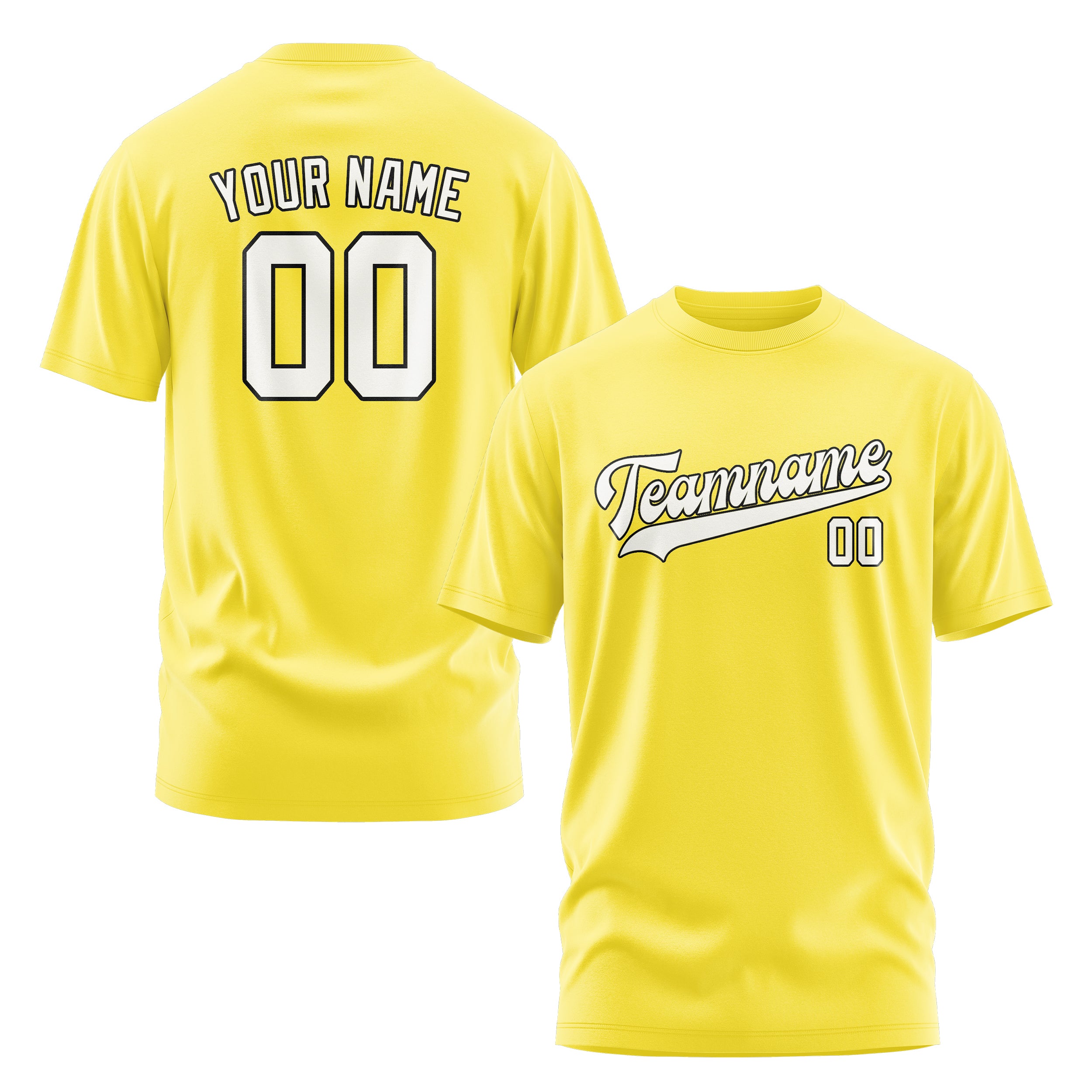Maßgeschneidertes Blassgelb Weiß T-Shirt