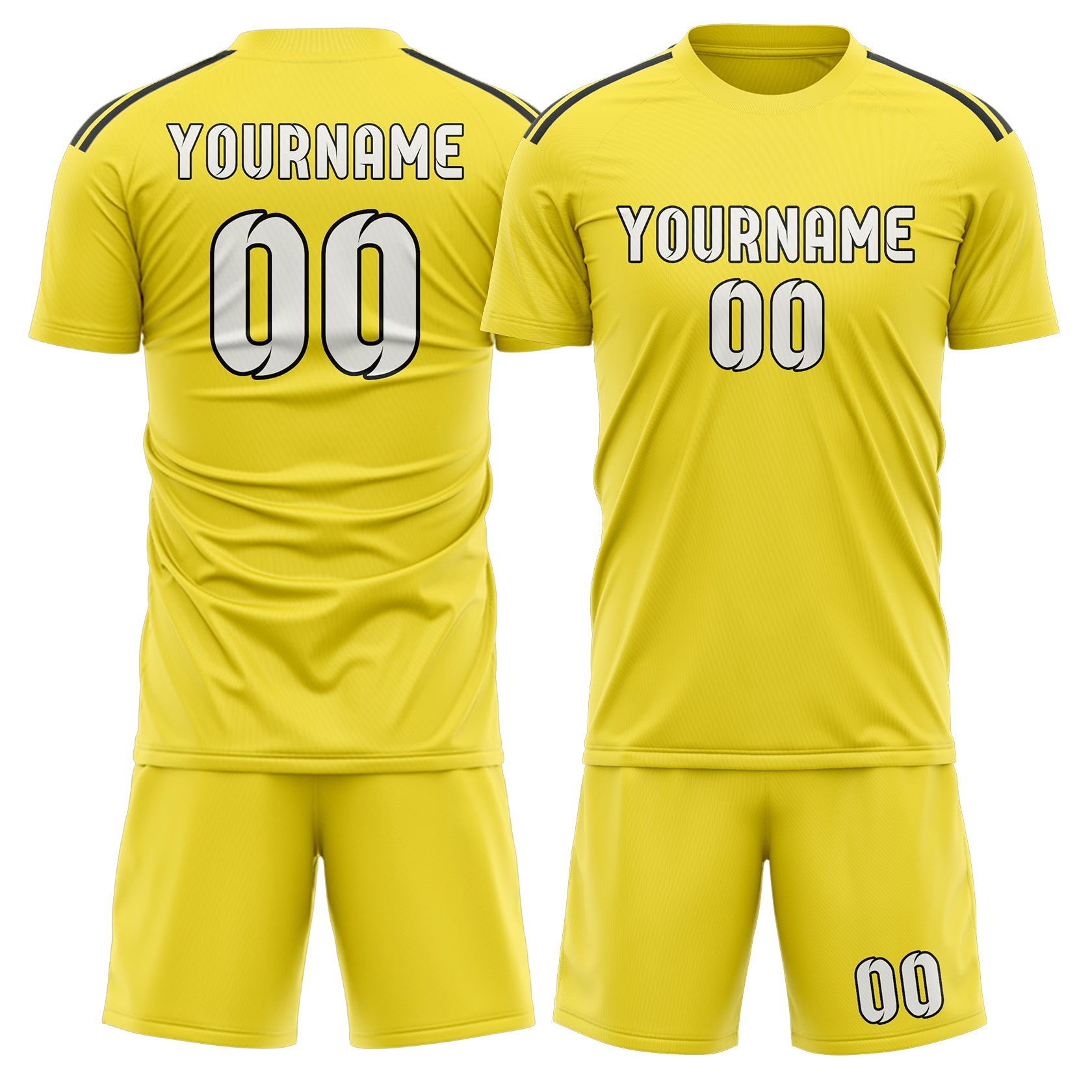 Maßgeschneidertes Professionelles Blassgelb Weiß Fußballtrikot-Set