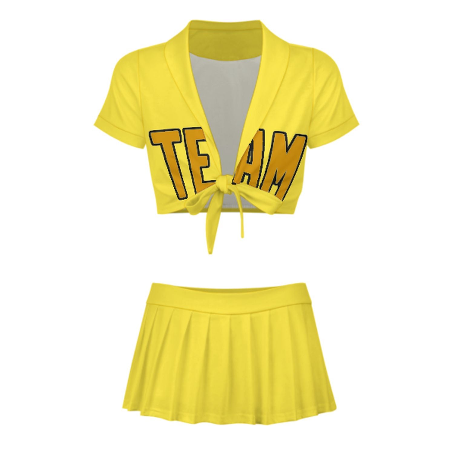 Maßgeschneidertes Blassgelb Gelb Cheerleader Outfit Set