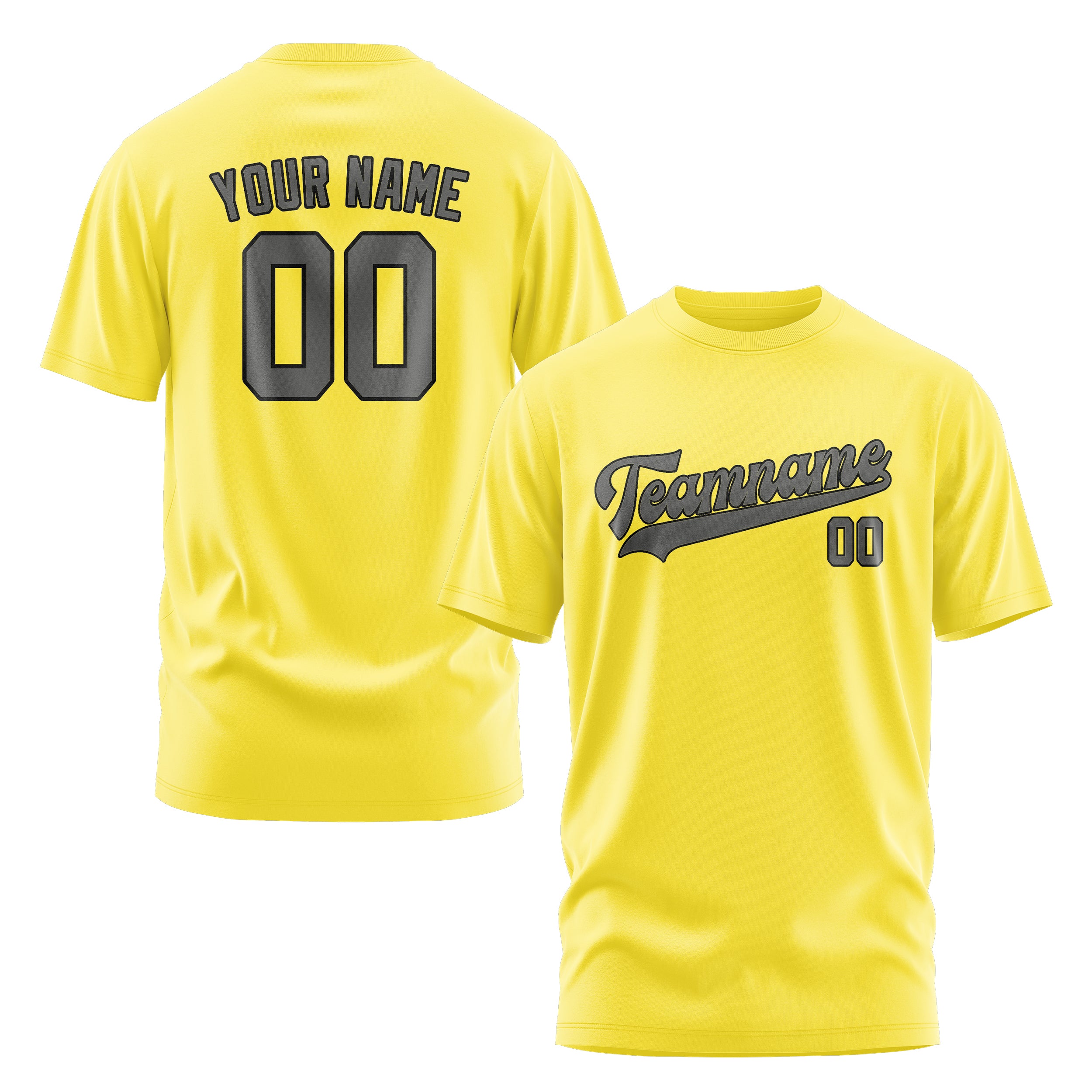 Maßgeschneidertes Blassgelb Dunkelgrau T-Shirt