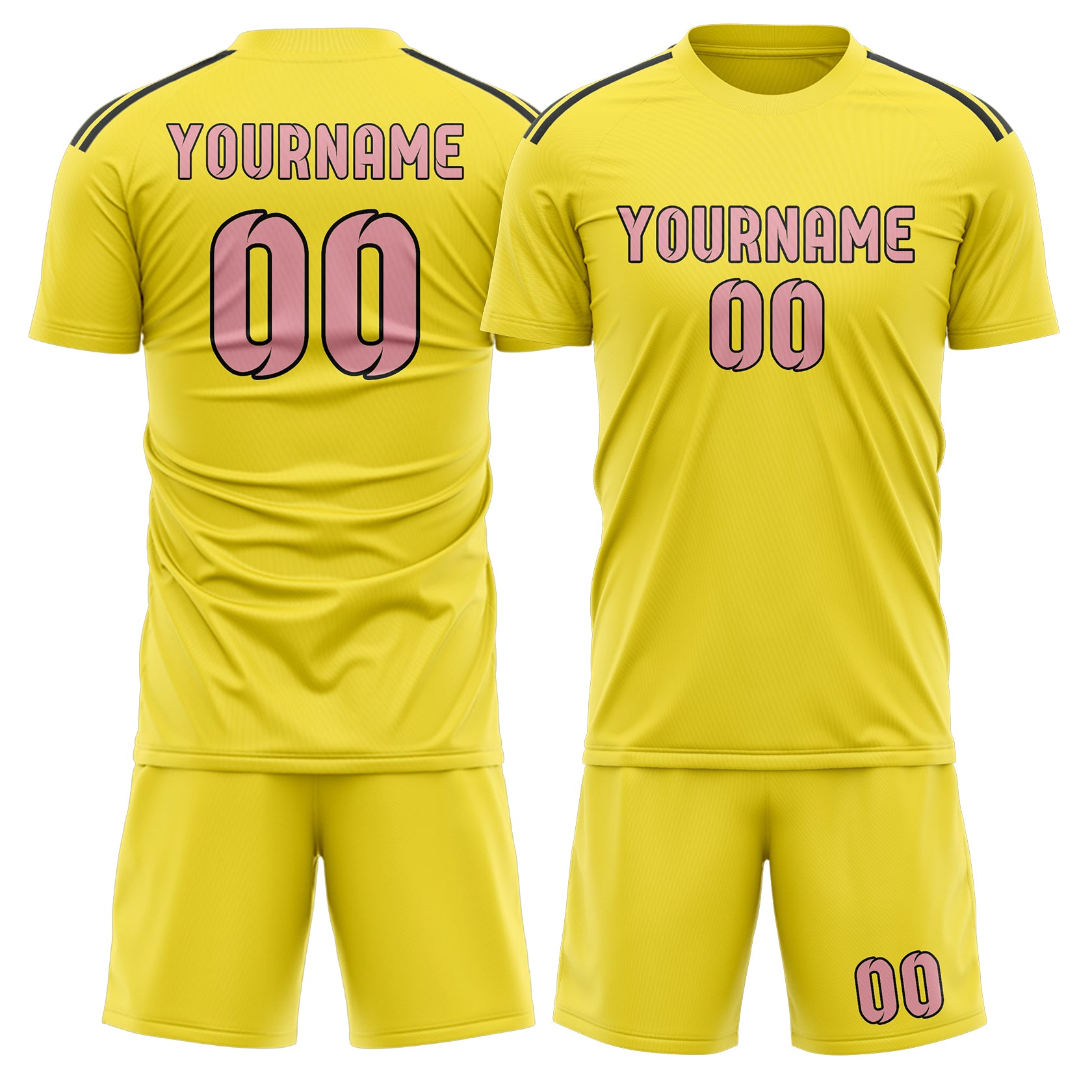 Maßgeschneidertes Professionelles Blassgelb Rosa Fußballtrikot-Set