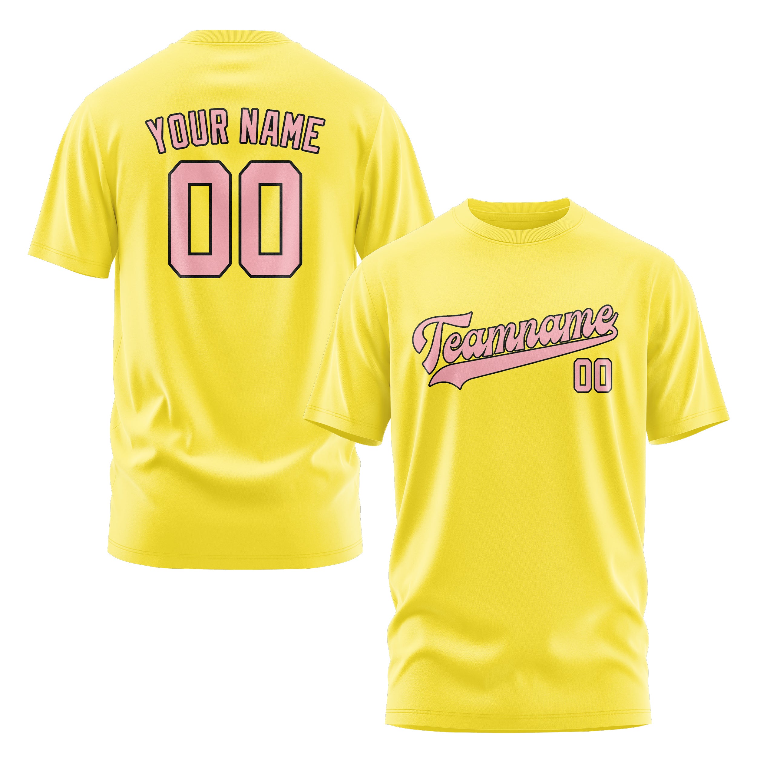 Maßgeschneidertes Blassgelb Rosa T-Shirt