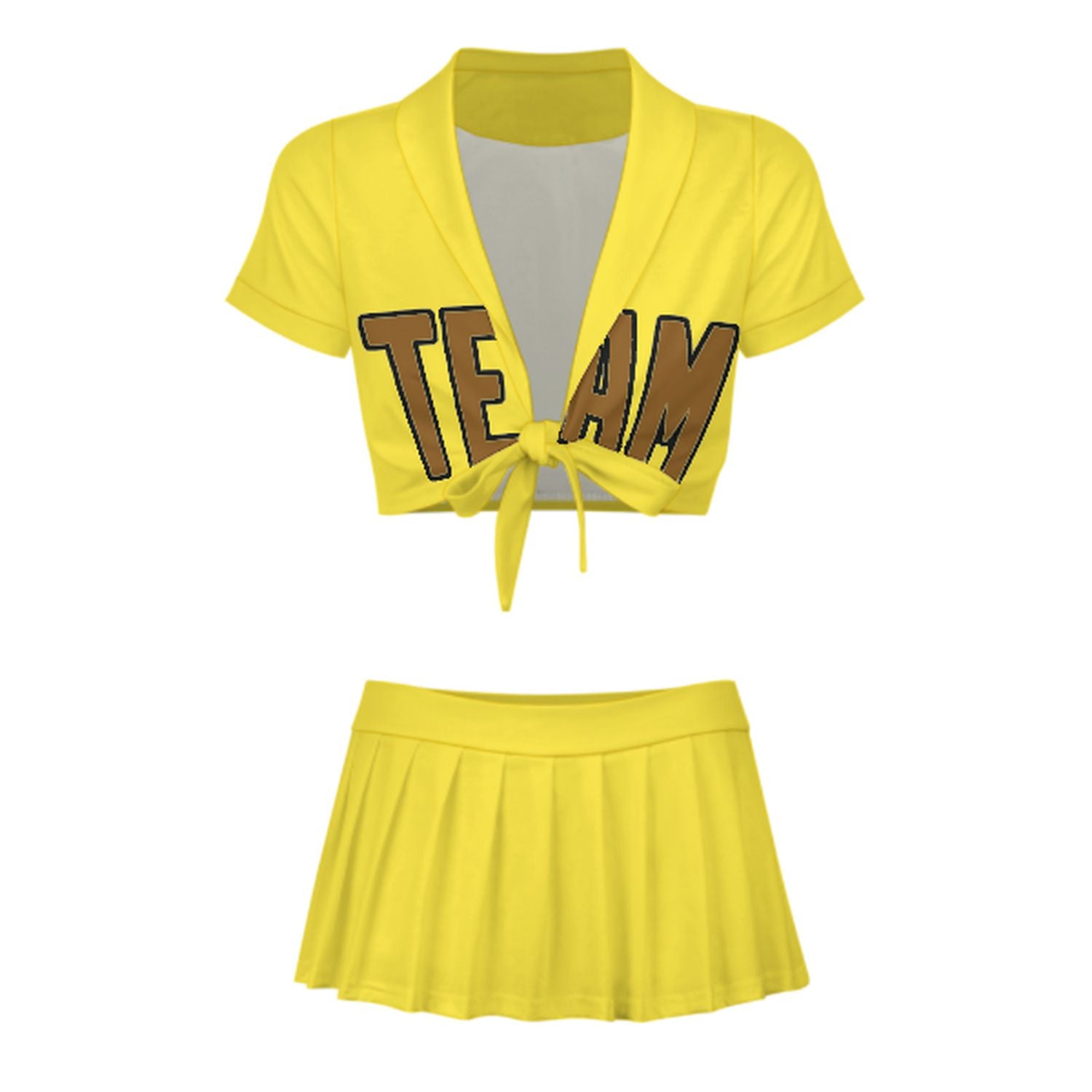 Maßgeschneidertes Blassgelb Khaki Cheerleader Outfit Set