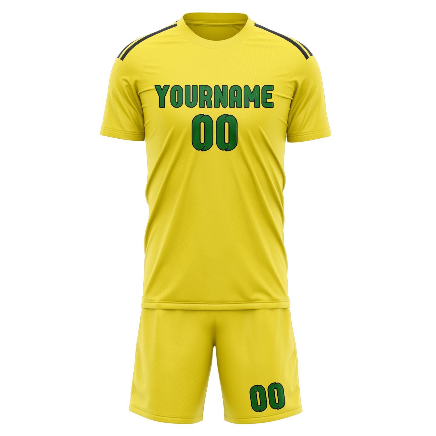 Maßgeschneidertes Professionelles Blassgelb Smaragdgrün Fußballtrikot-Set