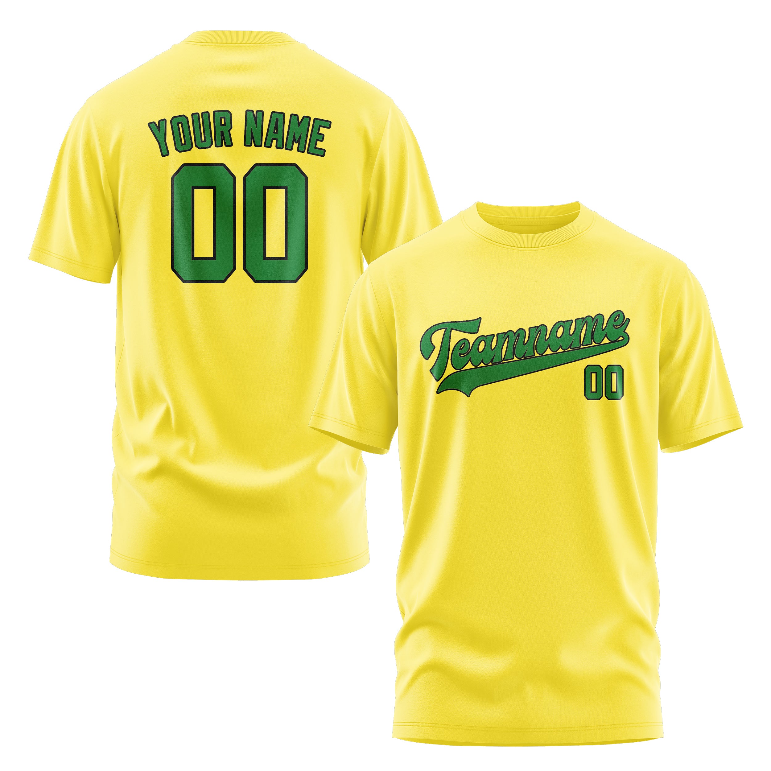 Maßgeschneidertes Blassgelb Smaragdgrün T-Shirt
