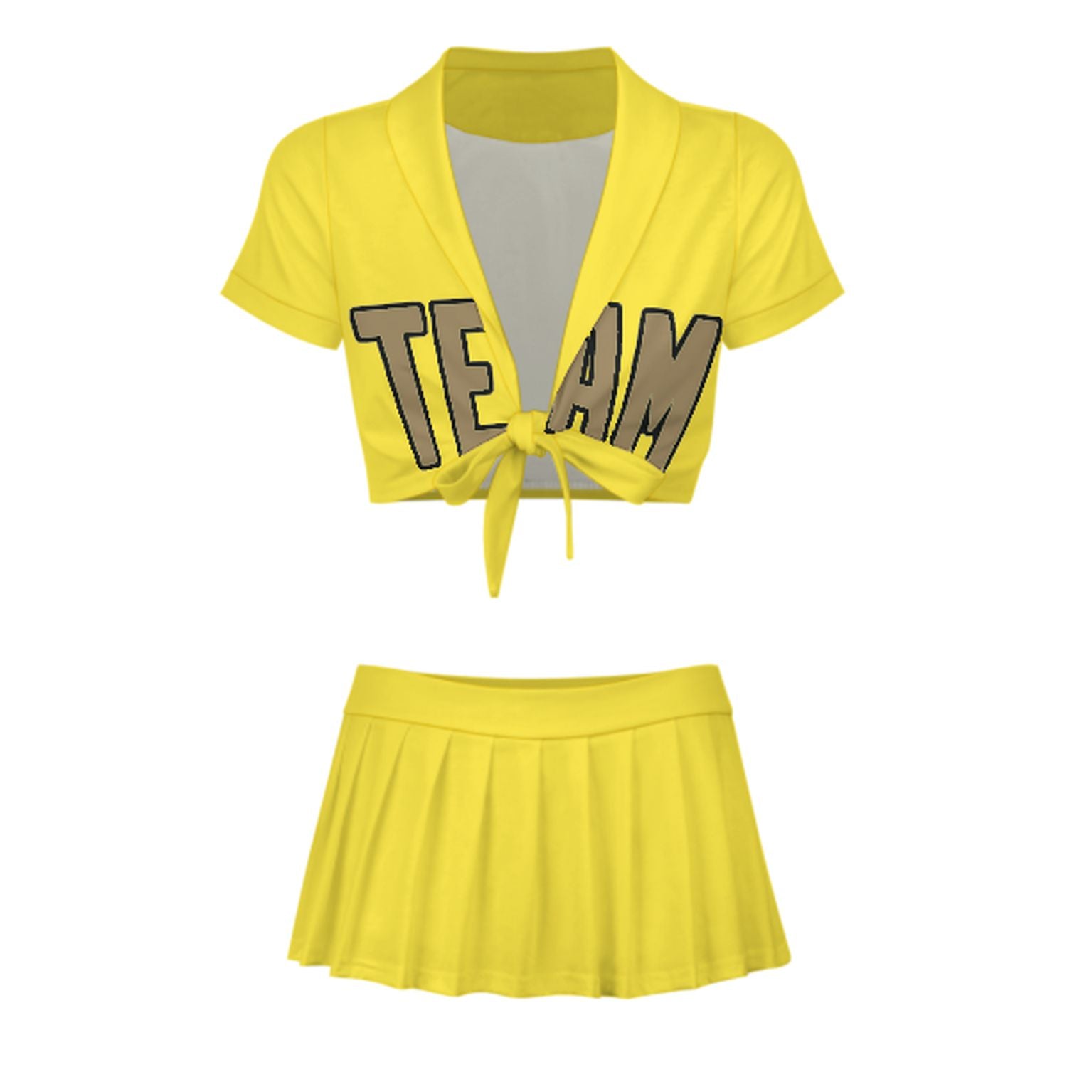 Maßgeschneidertes Blassgelb Hellkhaki Cheerleader Outfit Set