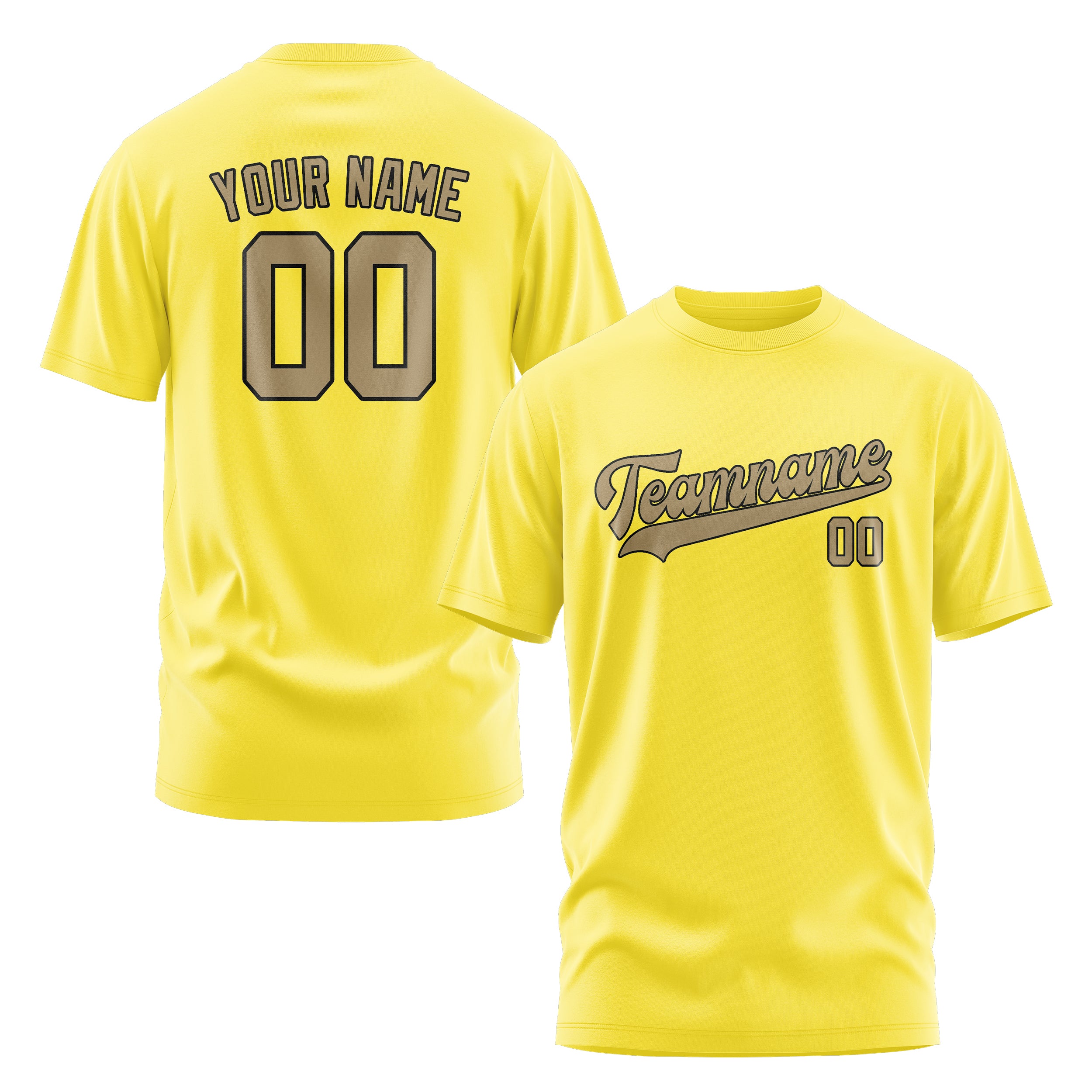 Maßgeschneidertes Blassgelb Hellkhaki T-Shirt