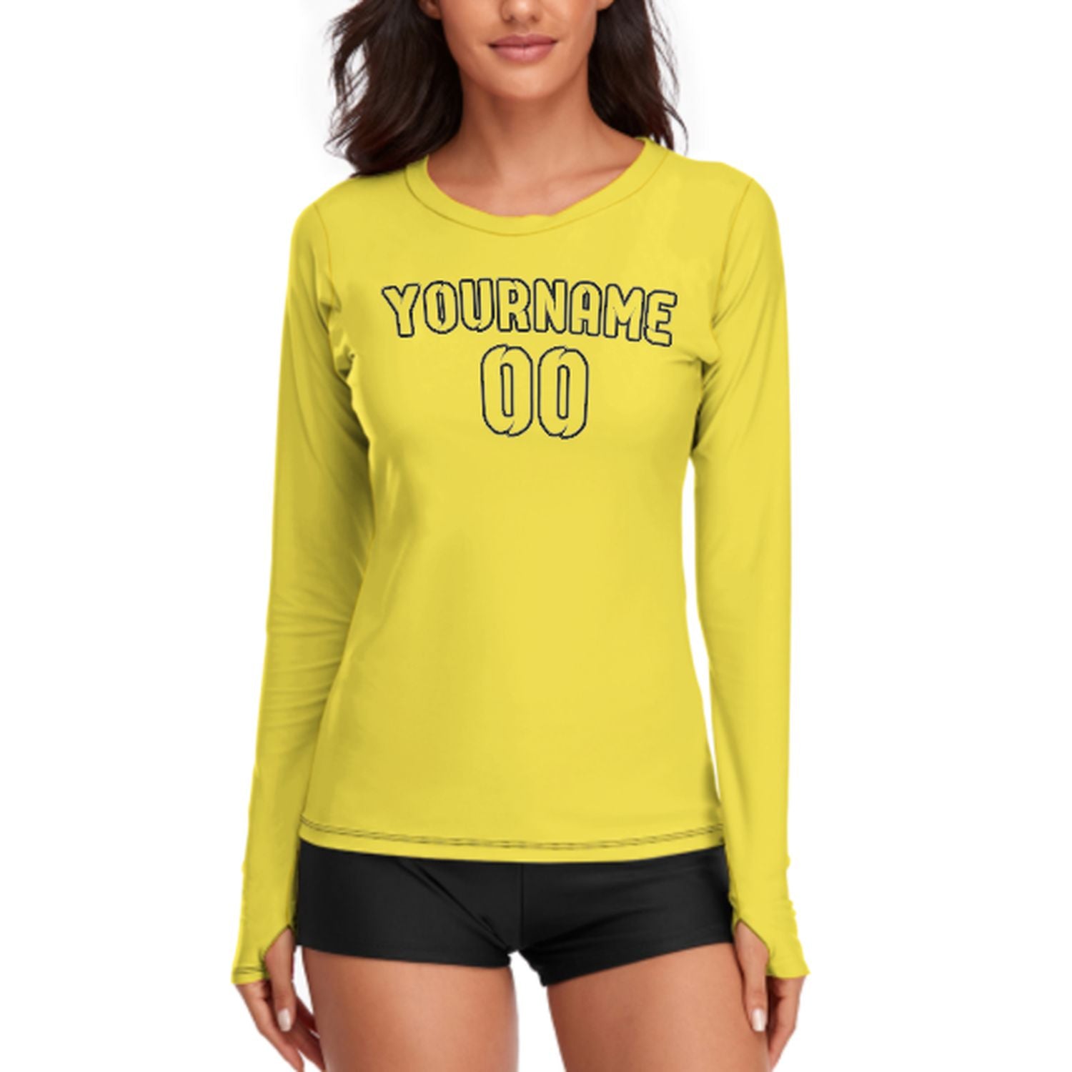 Maßgeschneidertes Blassgelb Blassgelb Damen Langarmshirt
