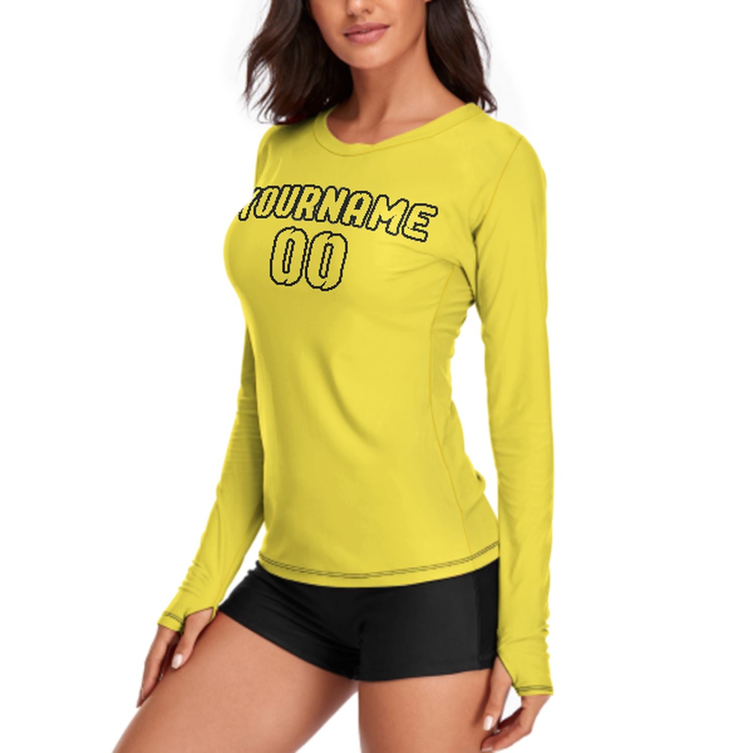 Maßgeschneidertes Blassgelb Blassgelb Damen Langarmshirt