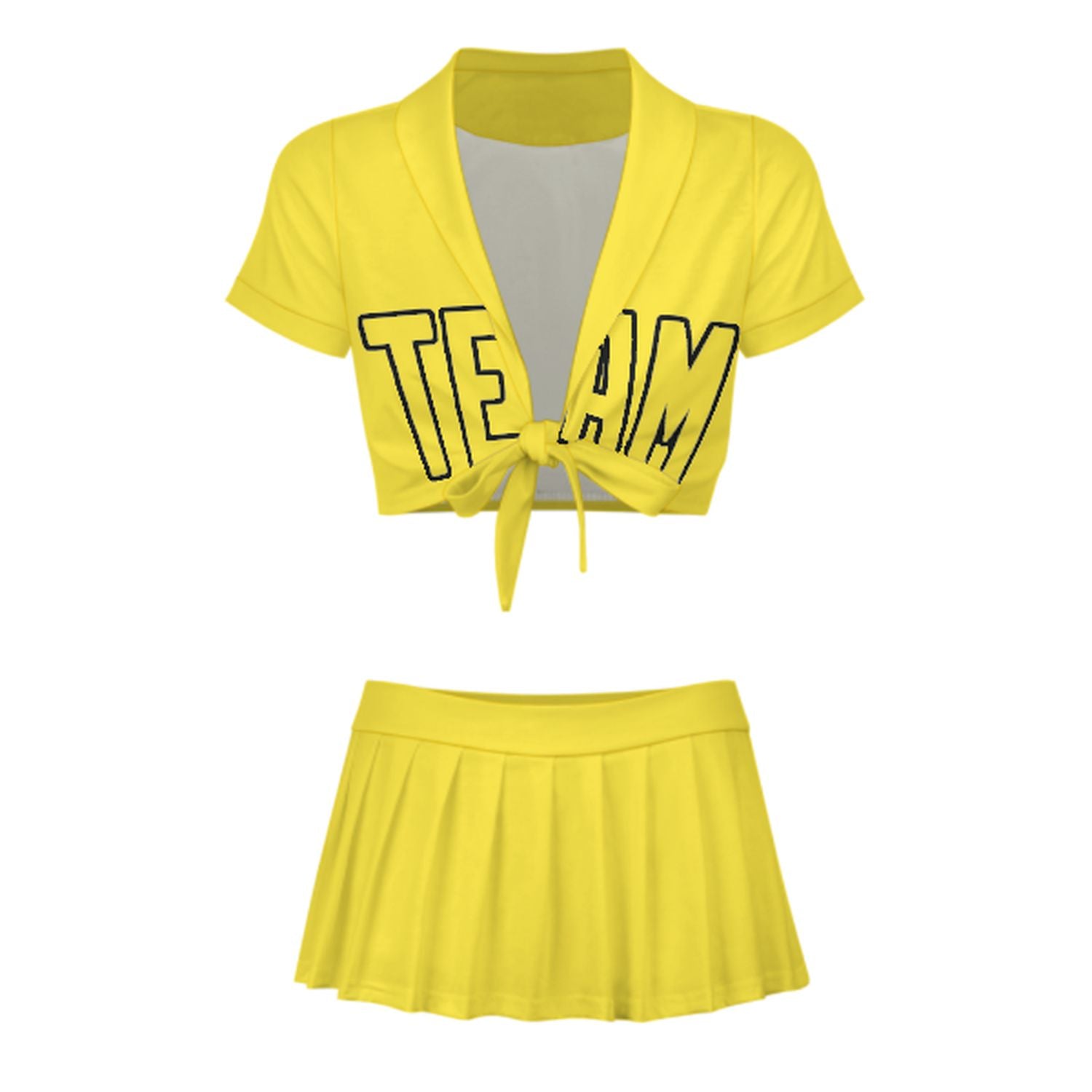 Maßgeschneidertes Blassgelb Blassgelb Cheerleader Outfit Set
