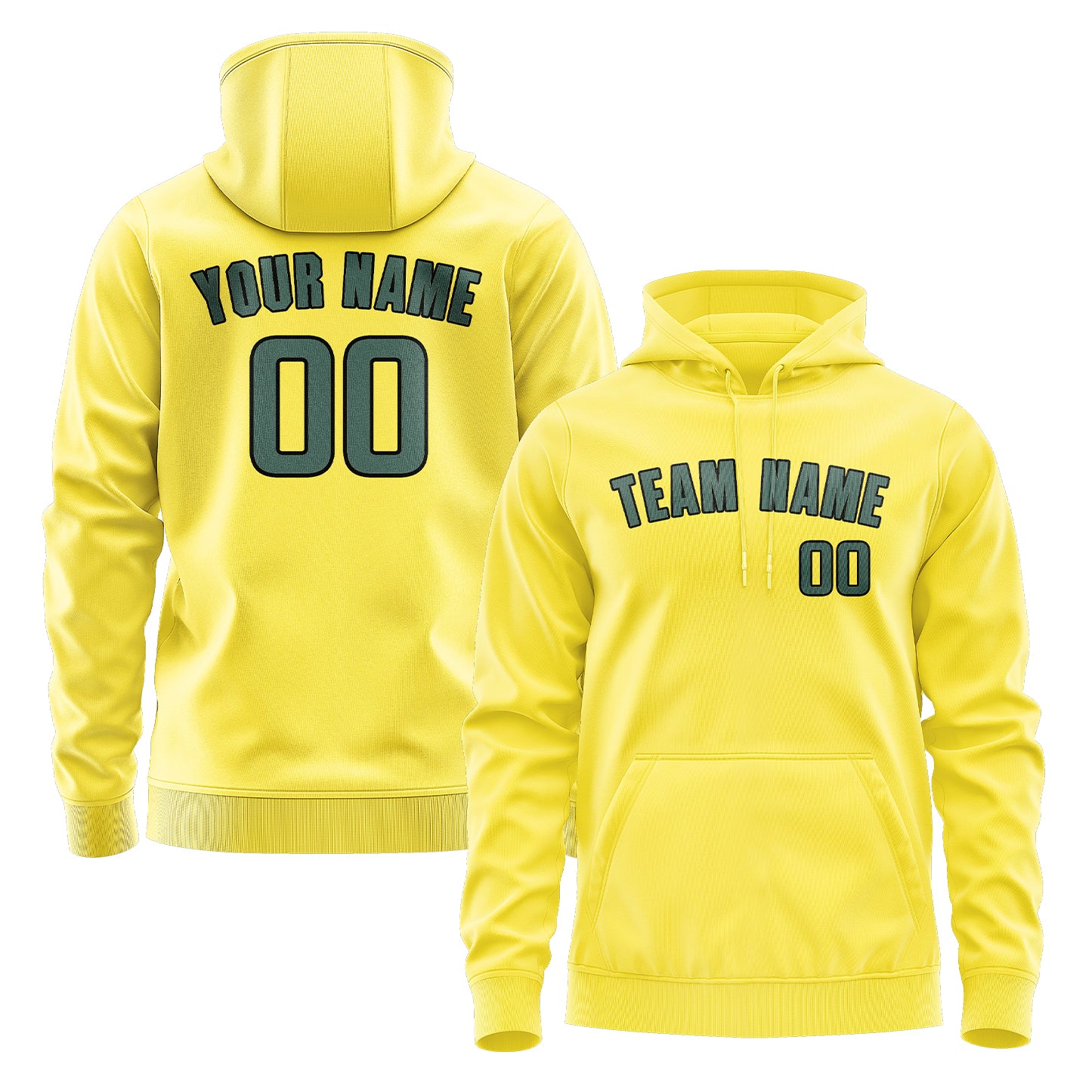 Maßgeschneidertes Blassgelb Blaugrün Hoodie