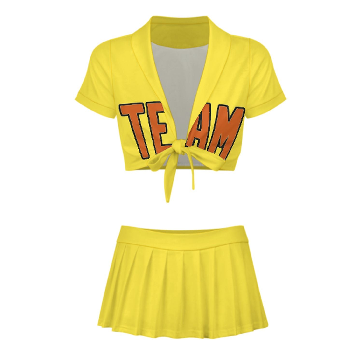 Maßgeschneidertes Blassgelb Orange Cheerleader Outfit Set