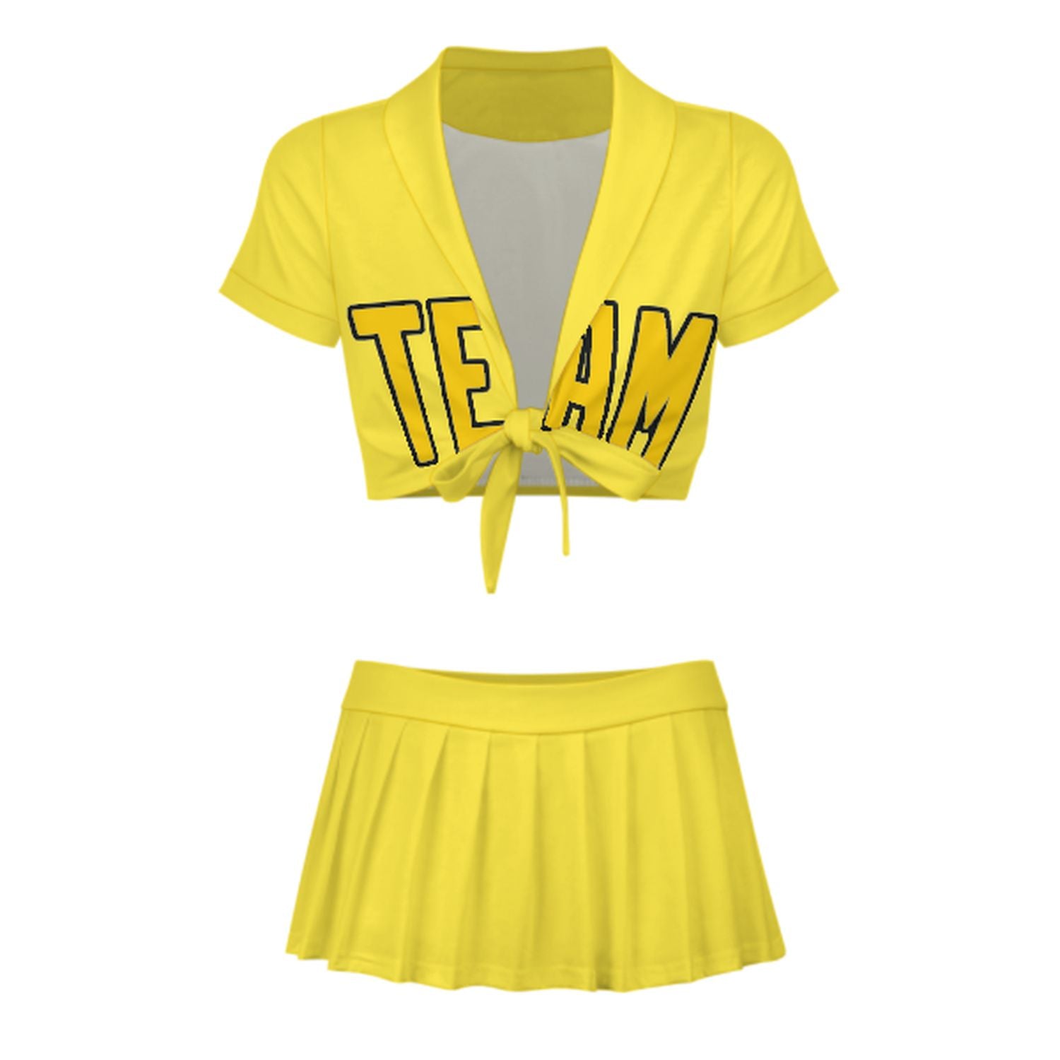 Maßgeschneidertes Blassgelb Gold Cheerleader Outfit Set