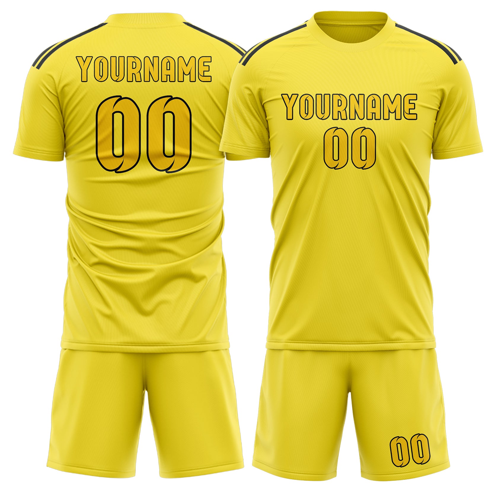 Maßgeschneidertes Professionelles Blassgelb Gold Fußballtrikot-Set