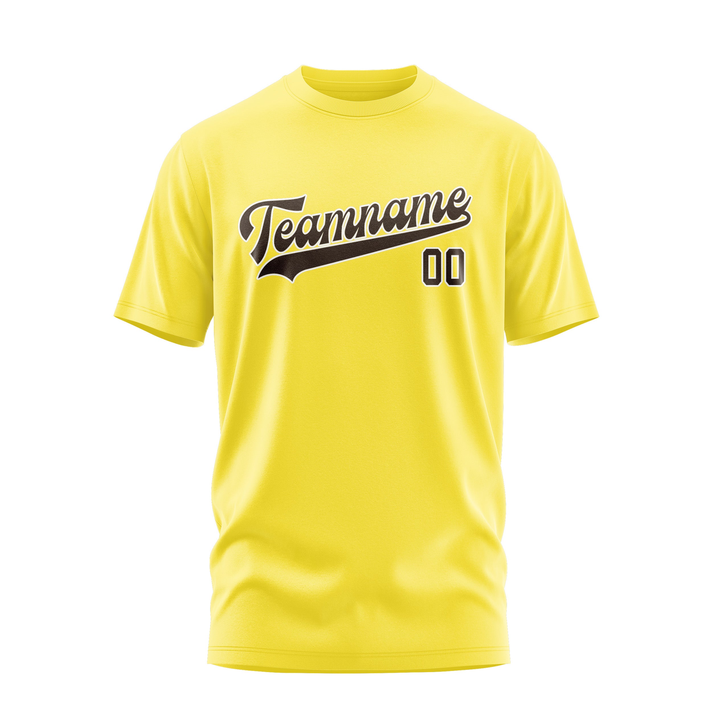 Maßgeschneidertes Blassgelb Braun T-Shirt