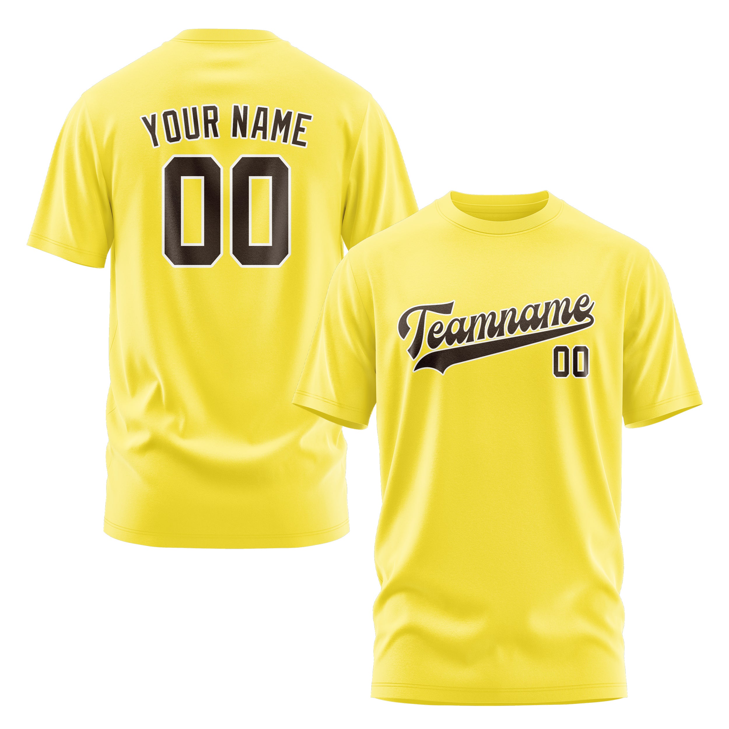 Maßgeschneidertes Blassgelb Braun T-Shirt