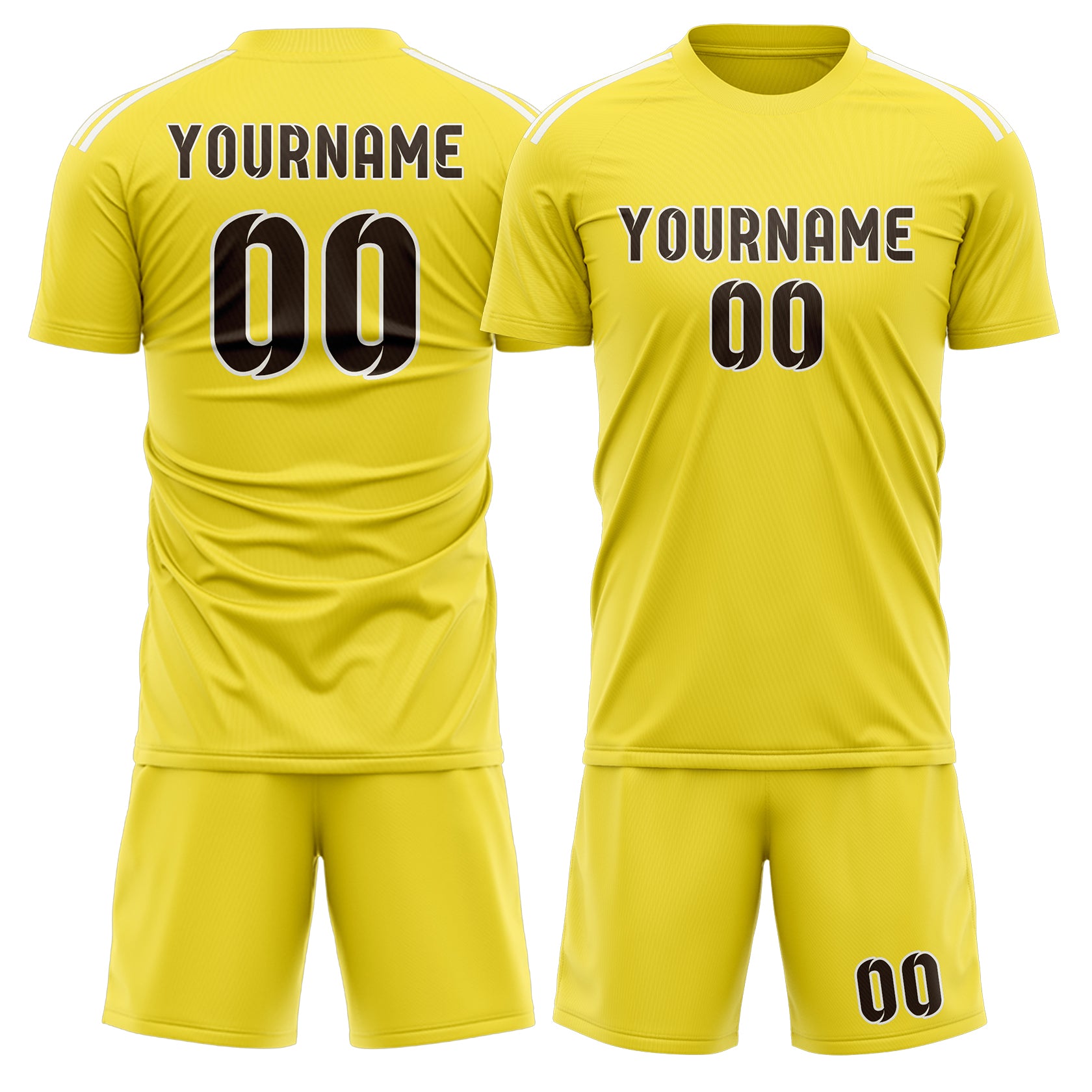 Maßgeschneidertes Professionelles Blassgelb Braun Fußballtrikot-Set