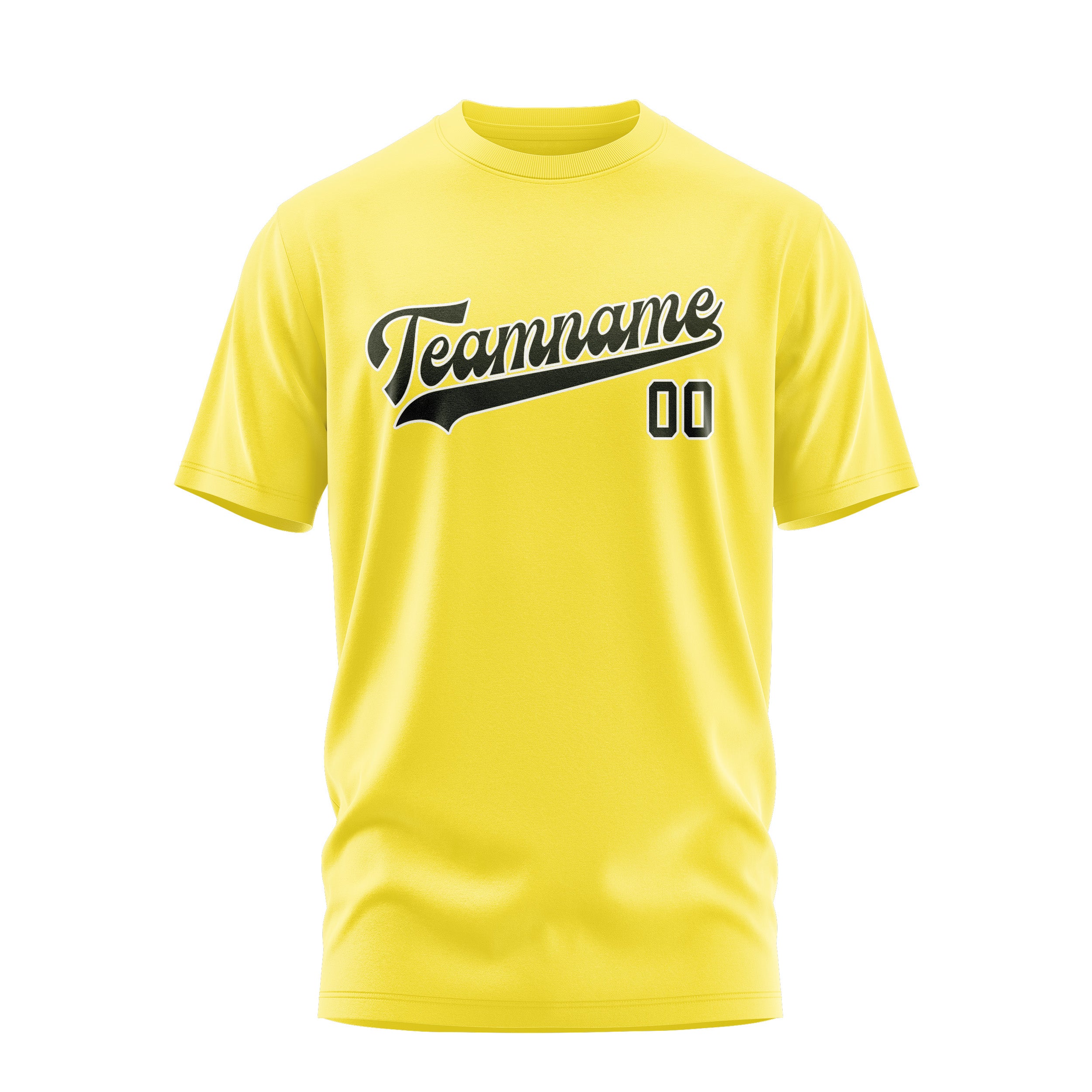 Maßgeschneidertes Blassgelb Dunkles Oliv T-Shirt