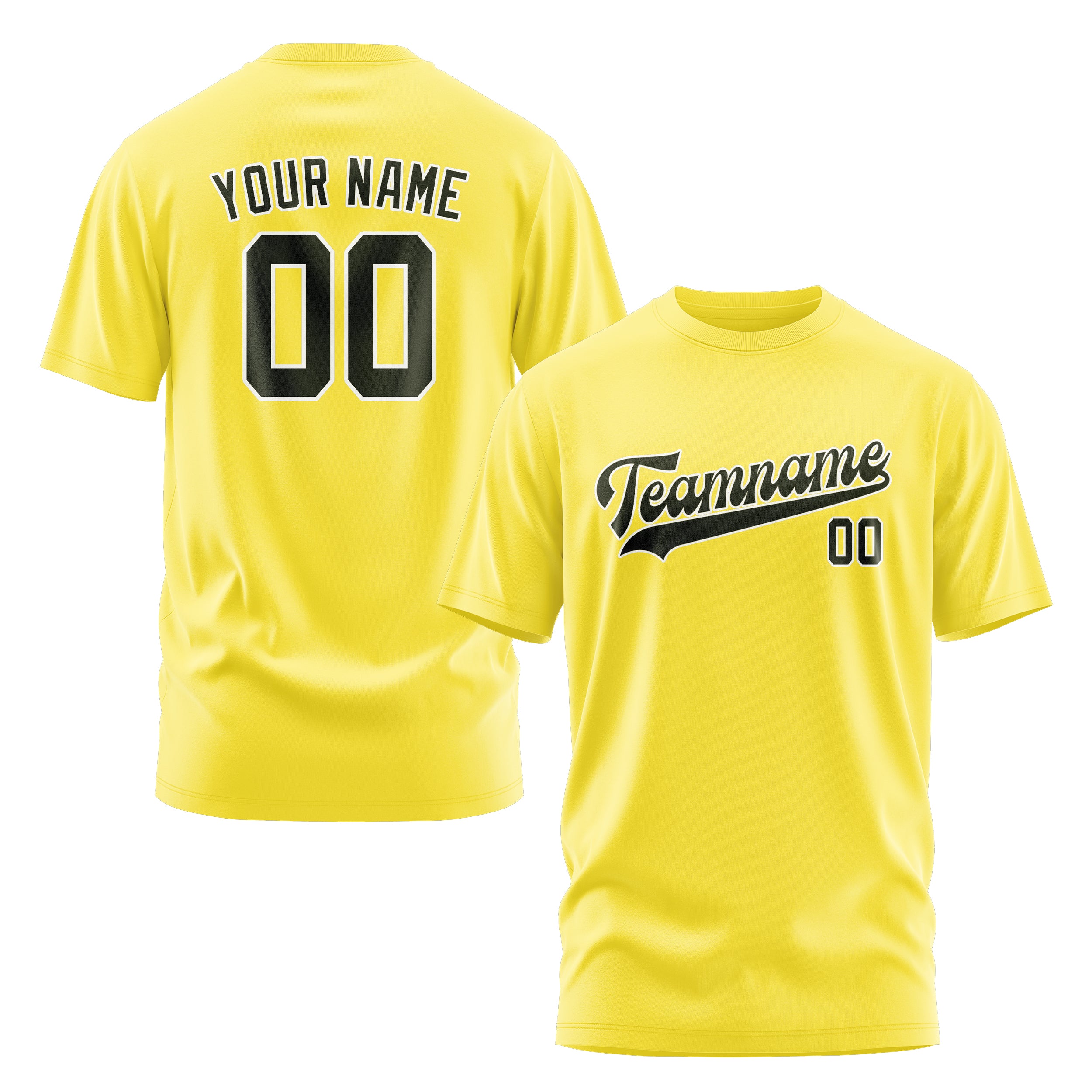 Maßgeschneidertes Blassgelb Dunkles Oliv T-Shirt