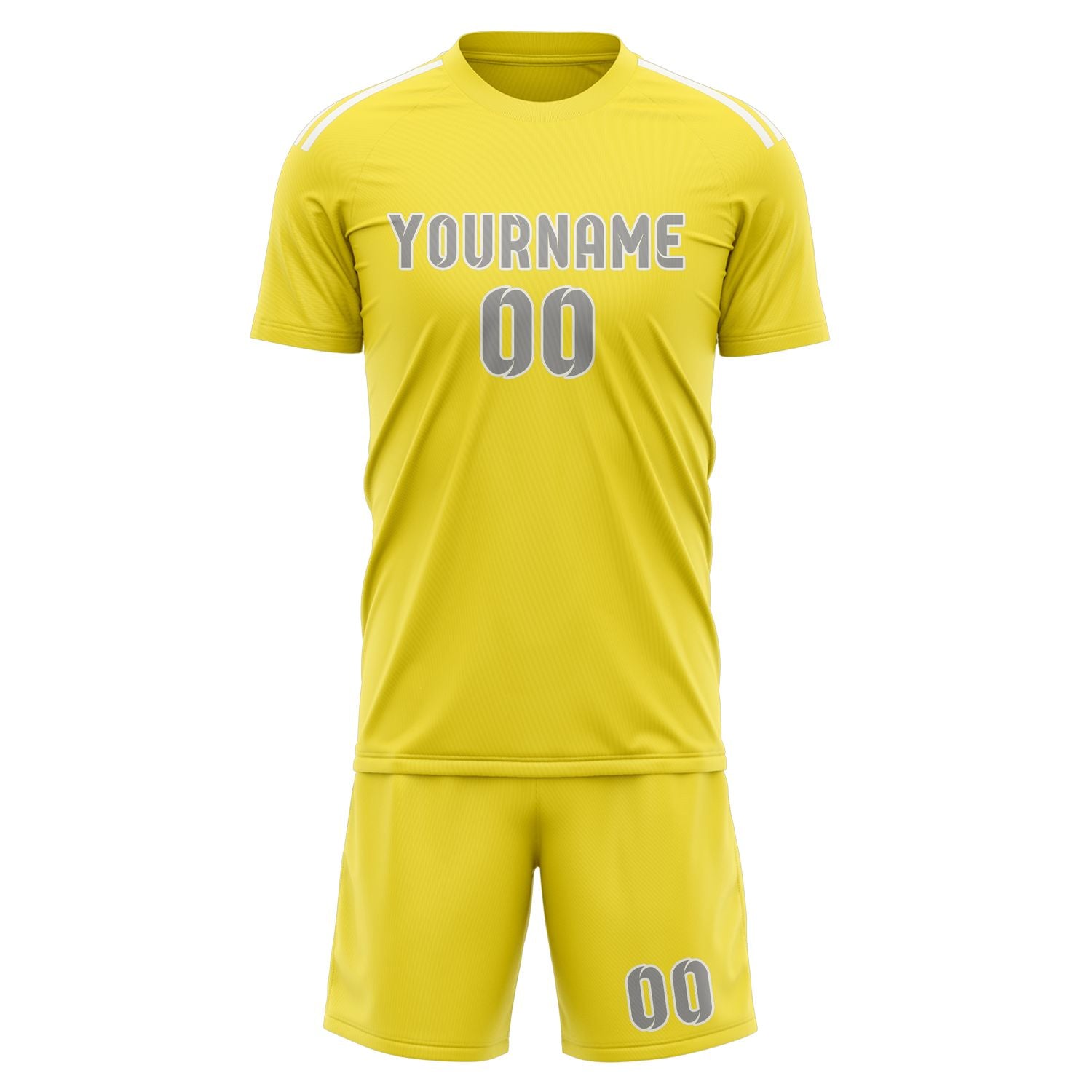 Maßgeschneidertes Professionelles Blassgelb Grau Fußballtrikot-Set