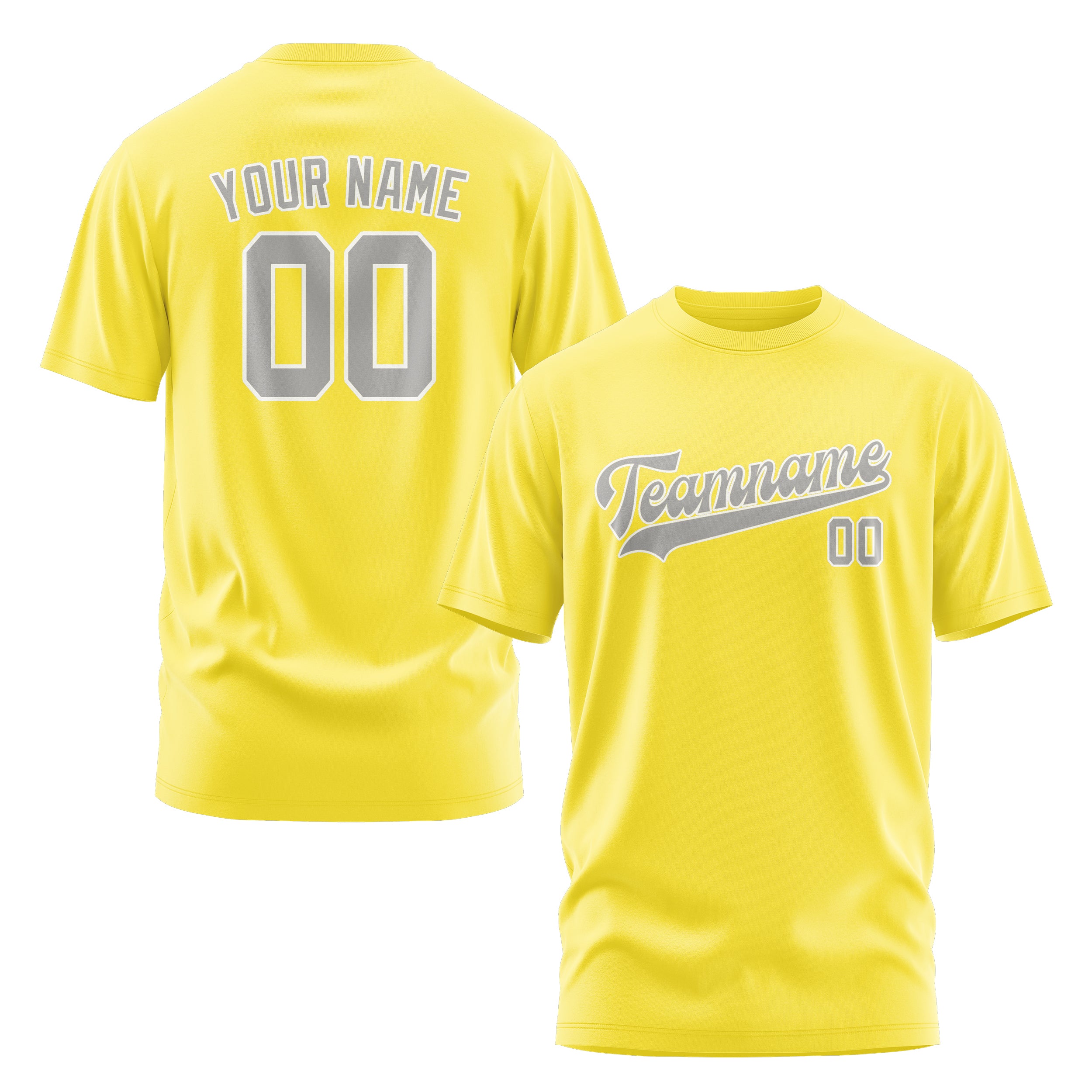 Maßgeschneidertes Blassgelb Grau T-Shirt