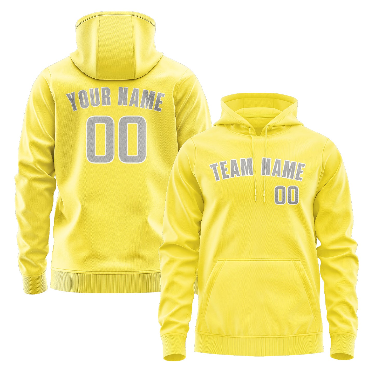 Maßgeschneidertes Blassgelb Grau Hoodie
