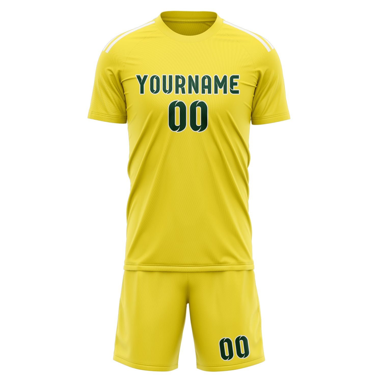 Maßgeschneidertes Professionelles Blassgelb Moosgrün Fußballtrikot-Set