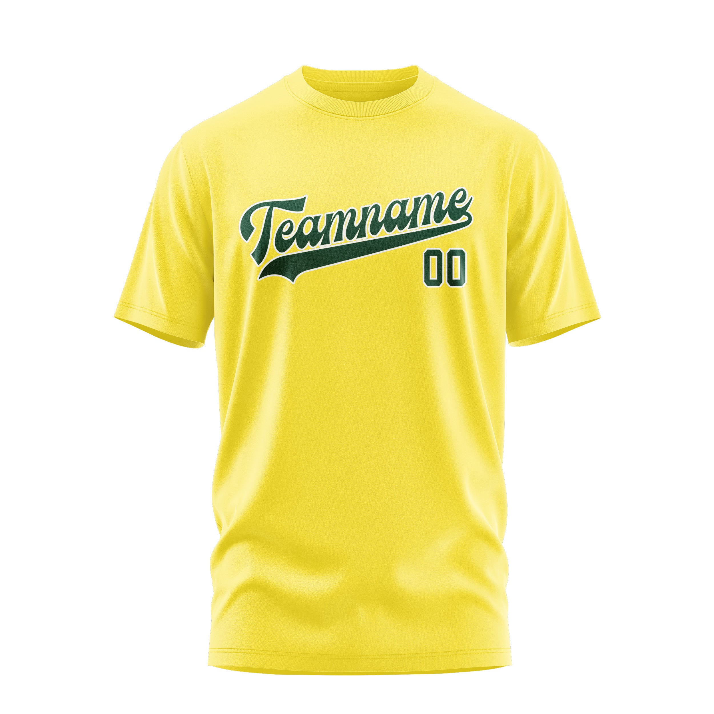 Maßgeschneidertes Blassgelb Moosgrün T-Shirt
