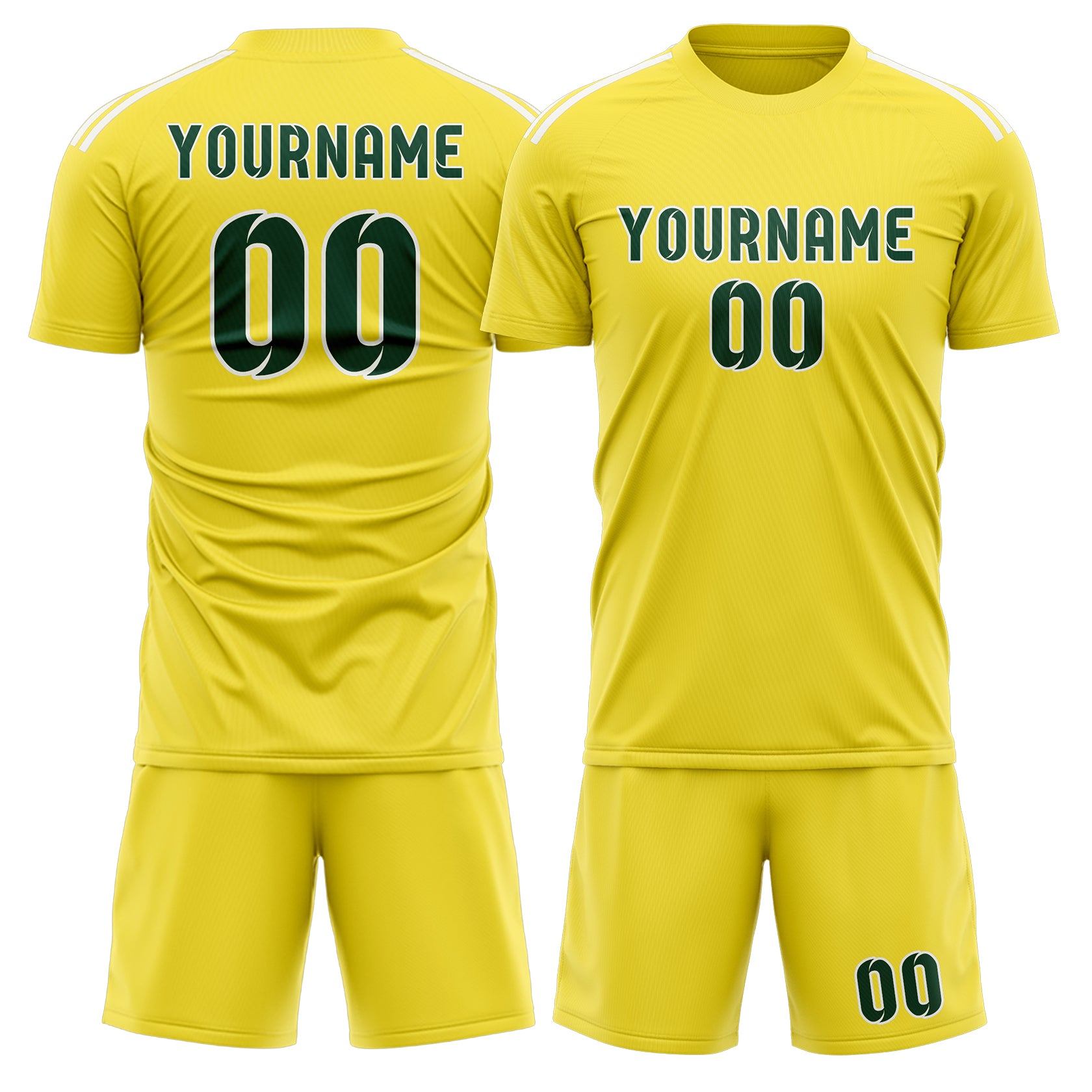 Maßgeschneidertes Professionelles Blassgelb Moosgrün Fußballtrikot-Set