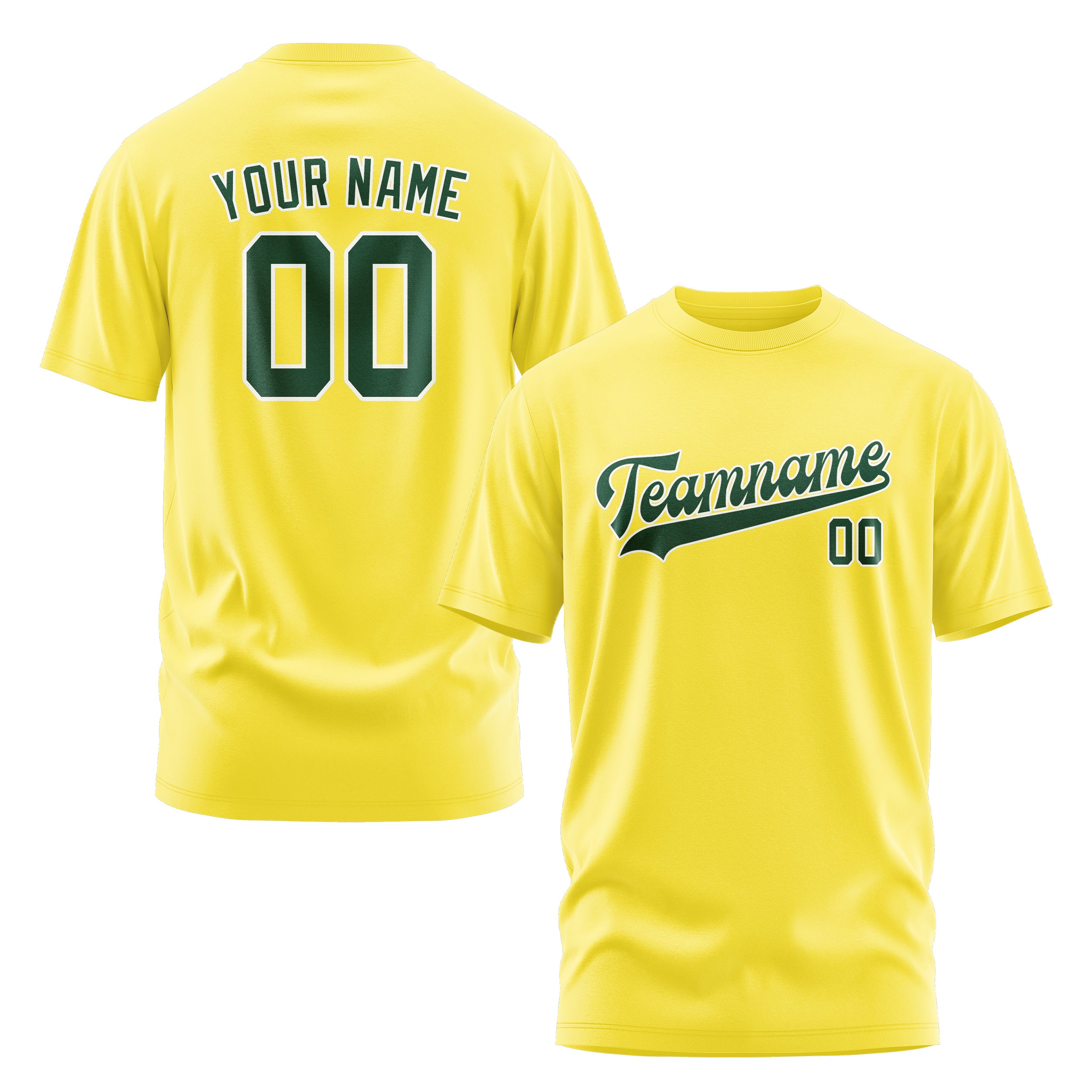 Maßgeschneidertes Blassgelb Moosgrün T-Shirt