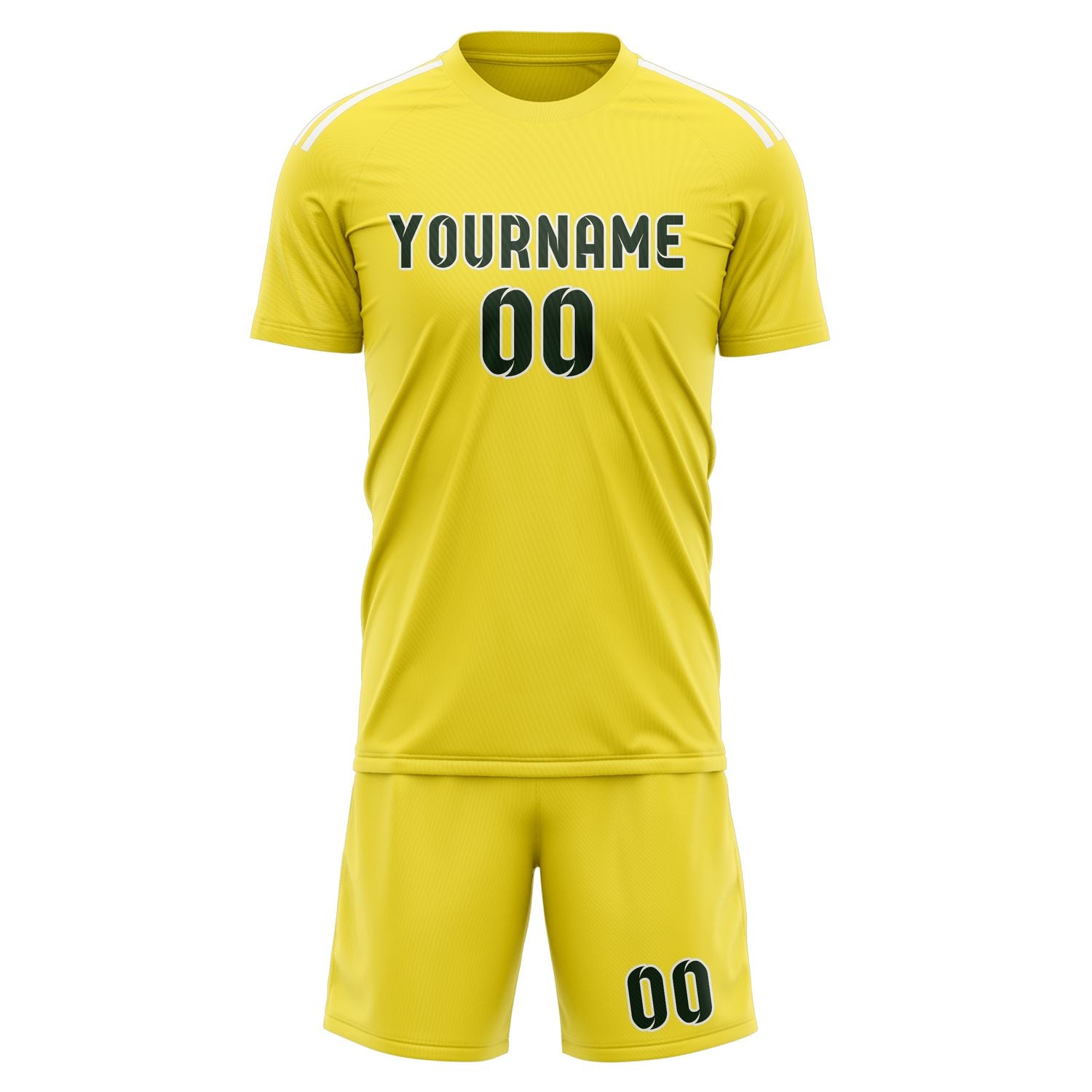 Maßgeschneidertes Professionelles Blassgelb Tannengrün Fußballtrikot-Set
