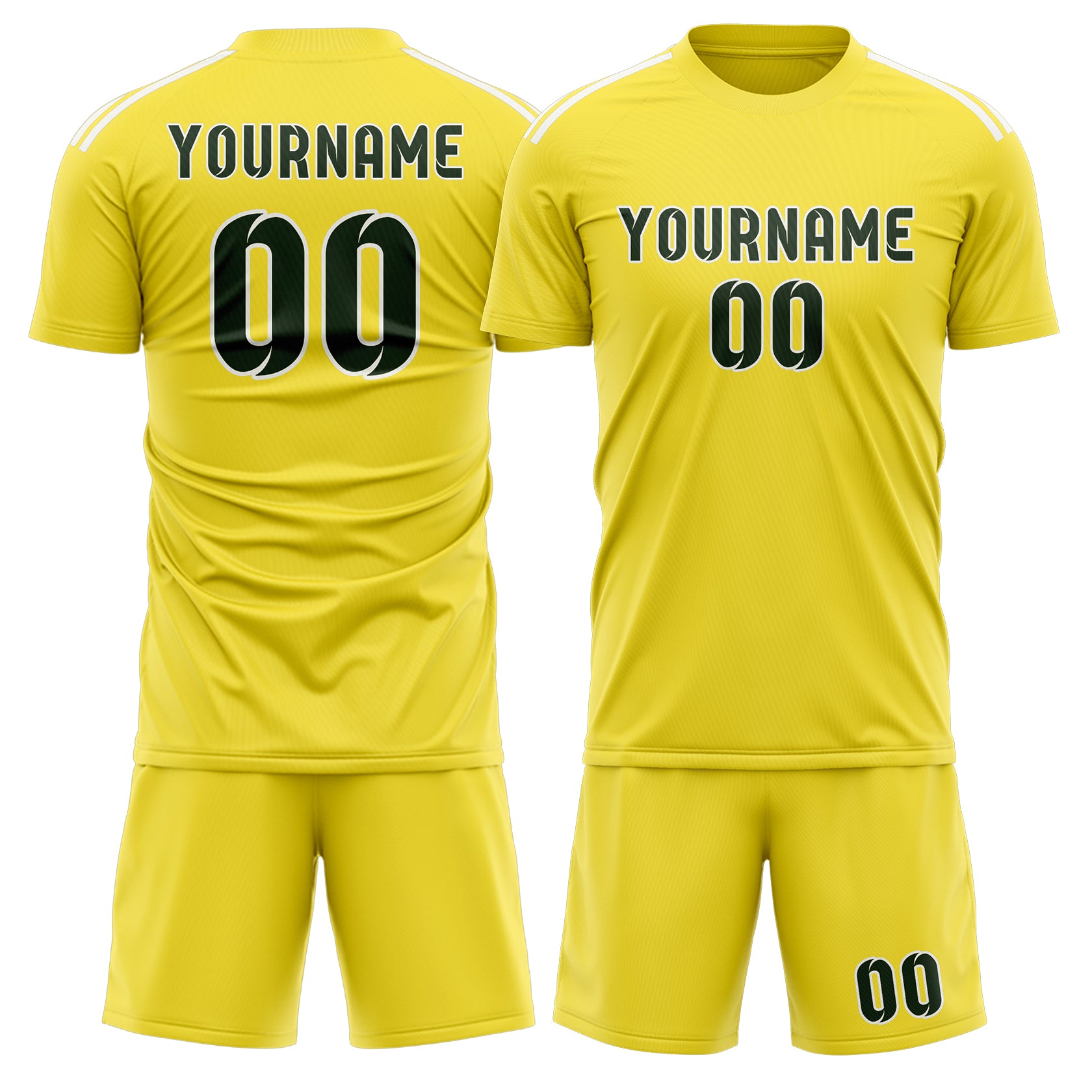 Maßgeschneidertes Professionelles Blassgelb Tannengrün Fußballtrikot-Set