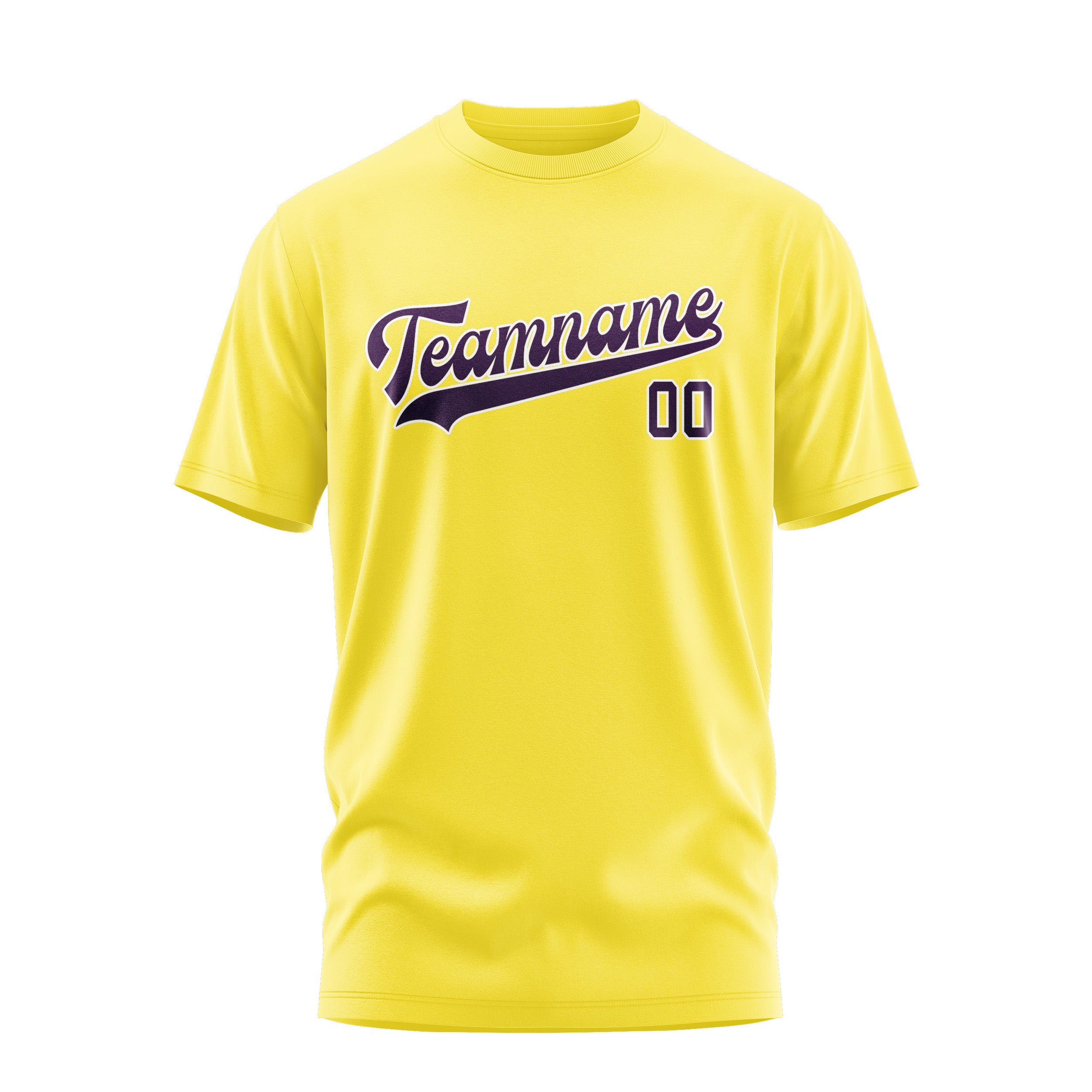 Maßgeschneidertes Blassgelb Lila T-Shirt