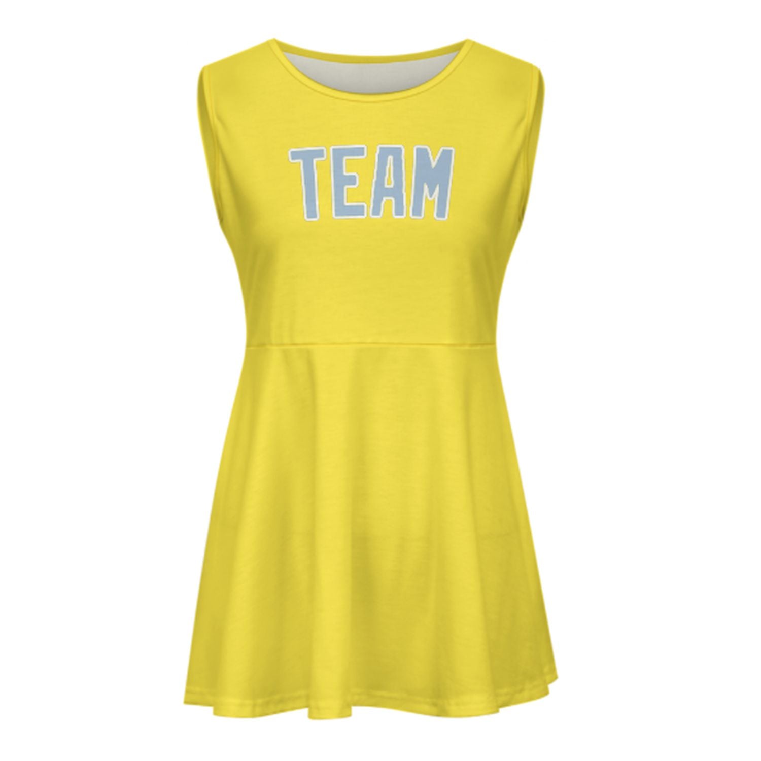 Maßgeschneidertes Blassgelb Hellblau Cheerleader-Kleid