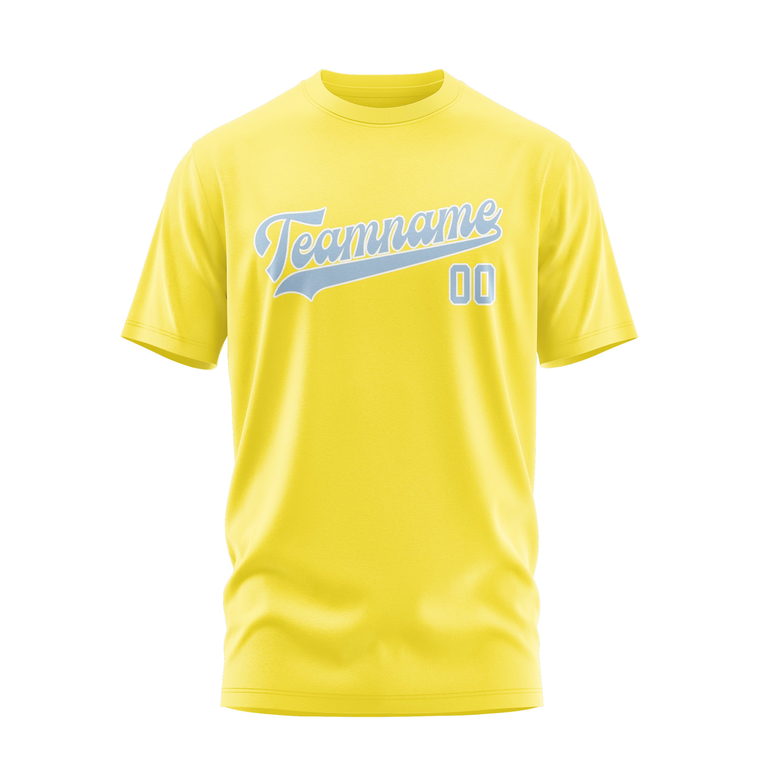 Maßgeschneidertes Blassgelb Hellblau T-Shirt