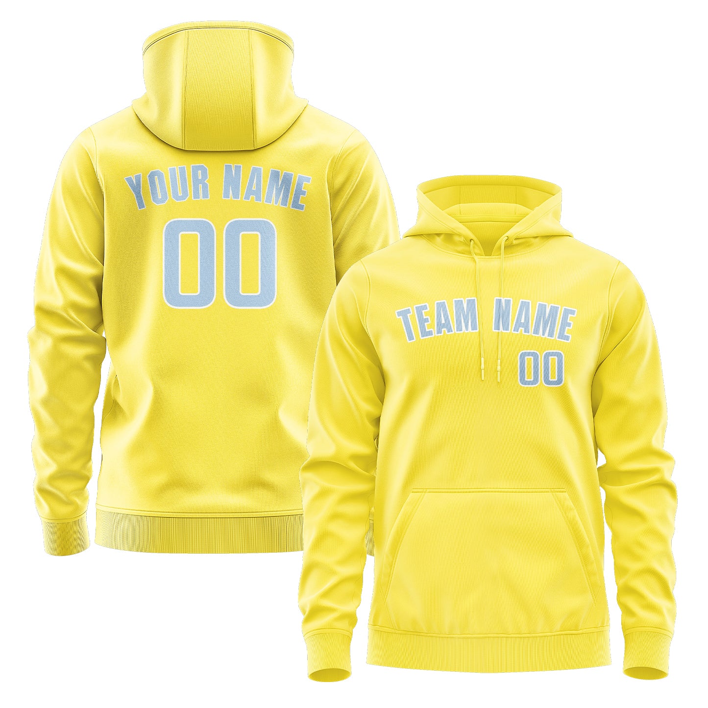 Maßgeschneidertes Blassgelb Hellblau Hoodie