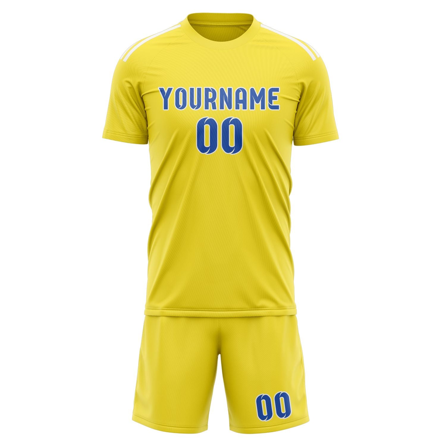 Maßgeschneidertes Professionelles Blassgelb Himmelblau Fußballtrikot-Set
