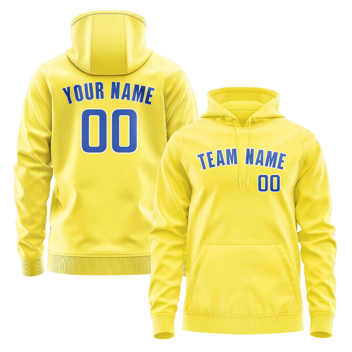 Maßgeschneidertes Blassgelb Himmelblau Hoodie