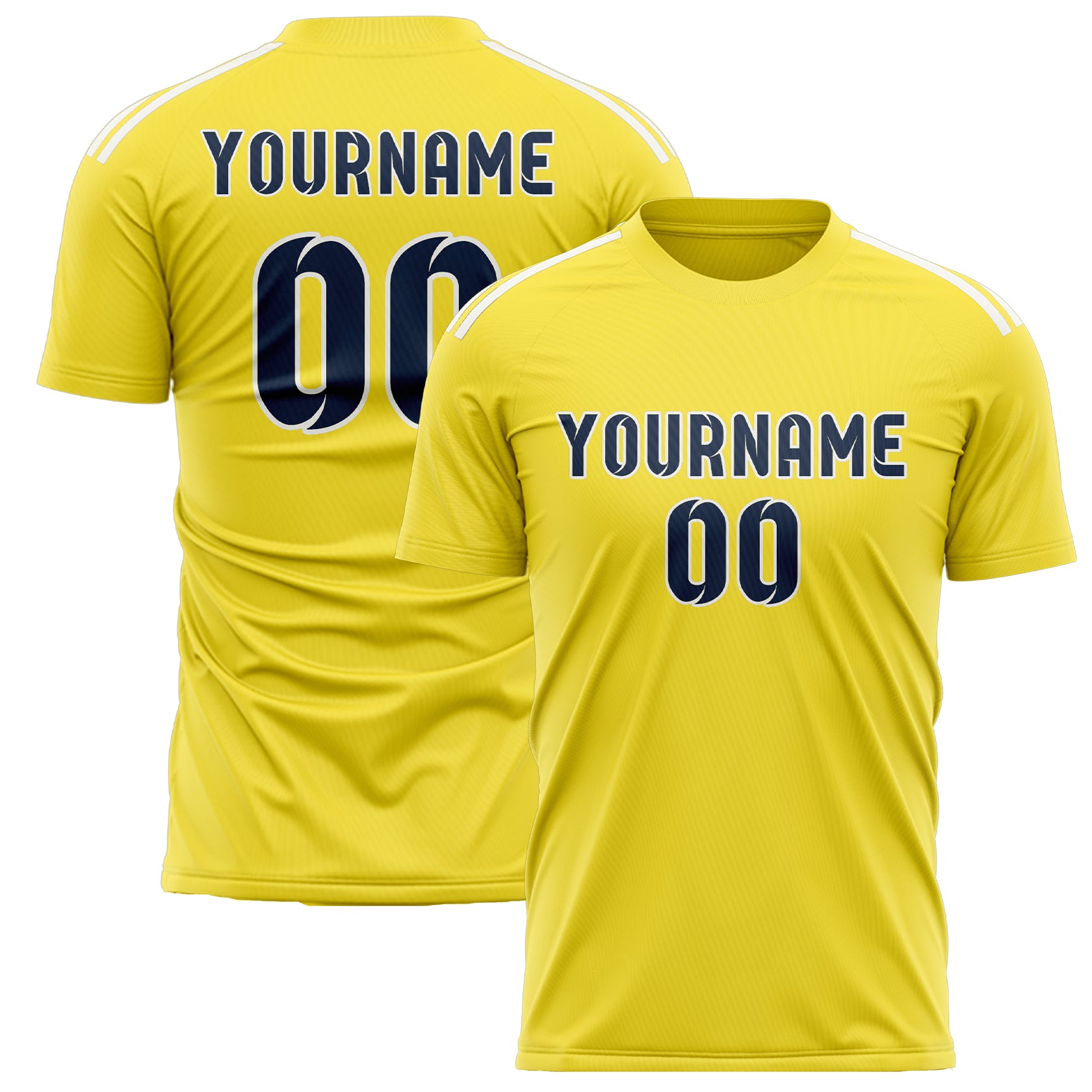 Benutzerdefiniertes Professionelles Blassgelb Marineblau Fußballtrikot