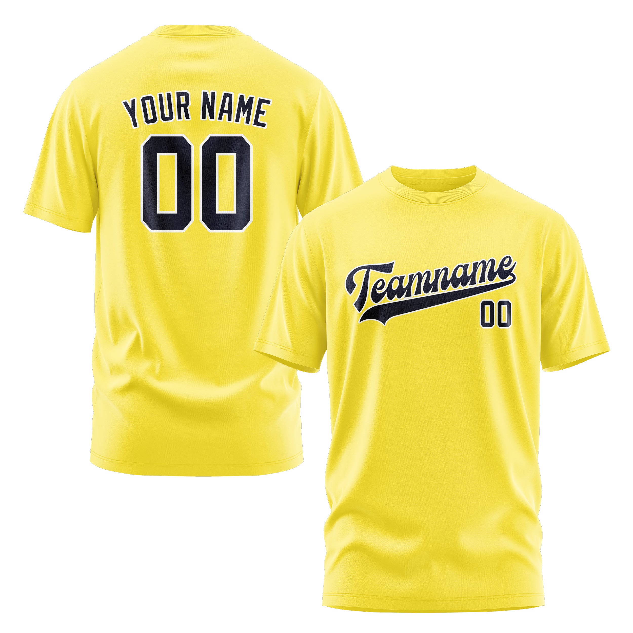 Maßgeschneidertes Blassgelb Stahlblau T-Shirt