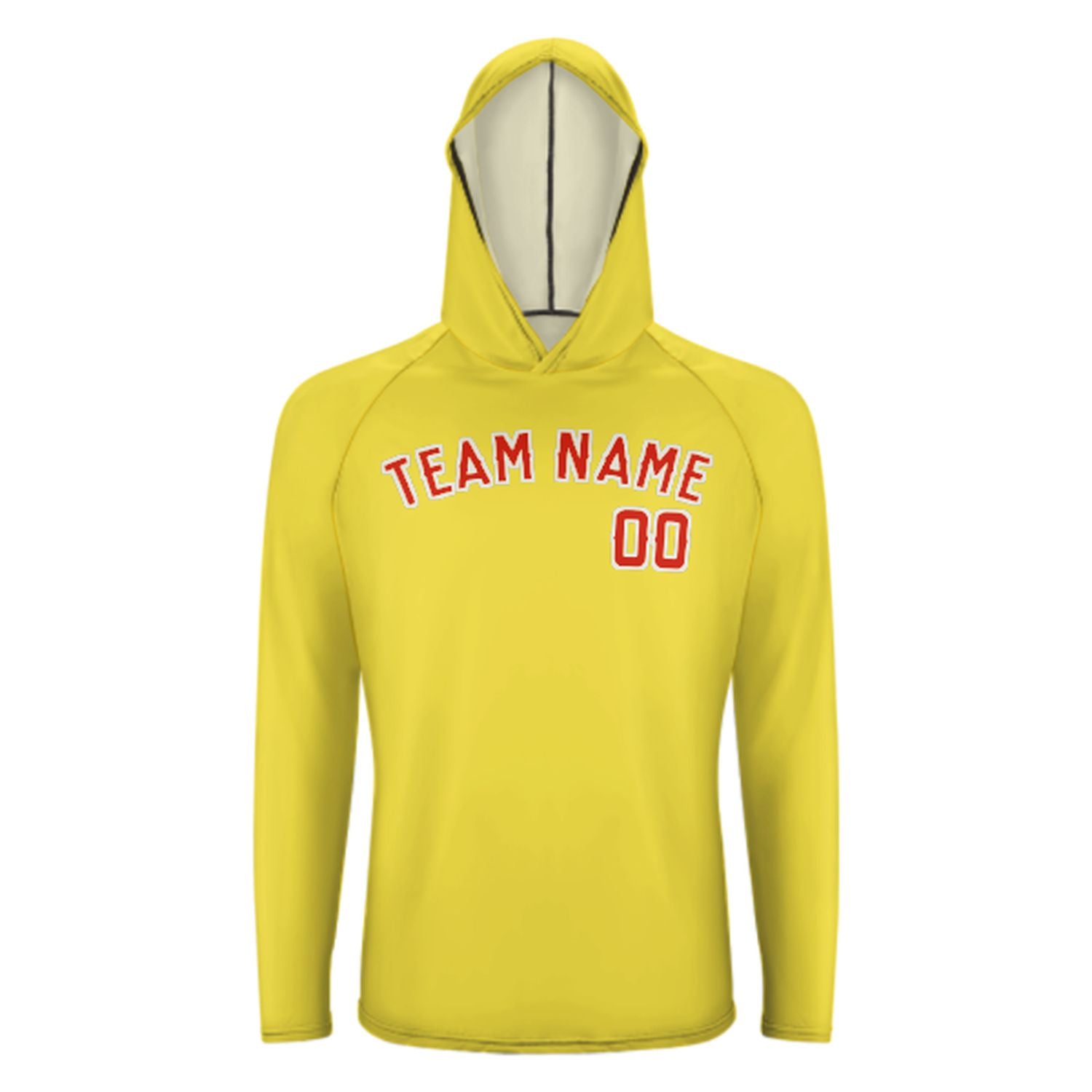 Na míru na míru světle žlutá oranžově červená uv-hoodie