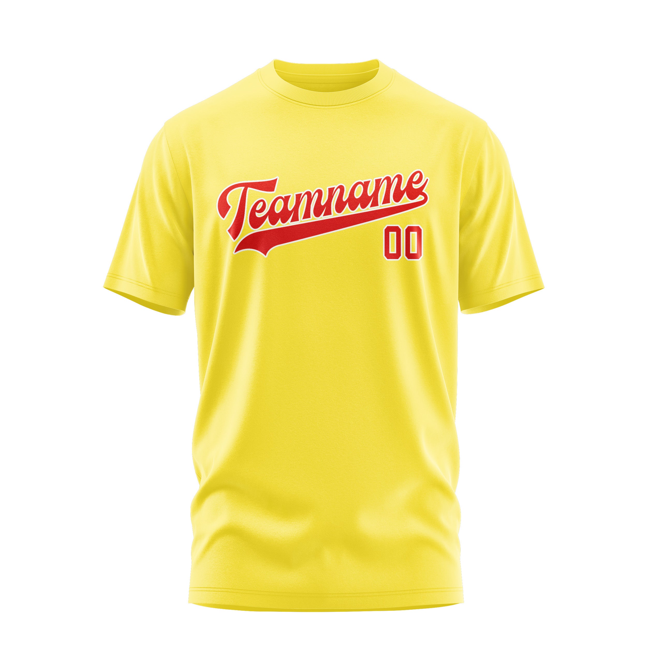Maßgeschneidertes Blassgelb Orangerot T-Shirt