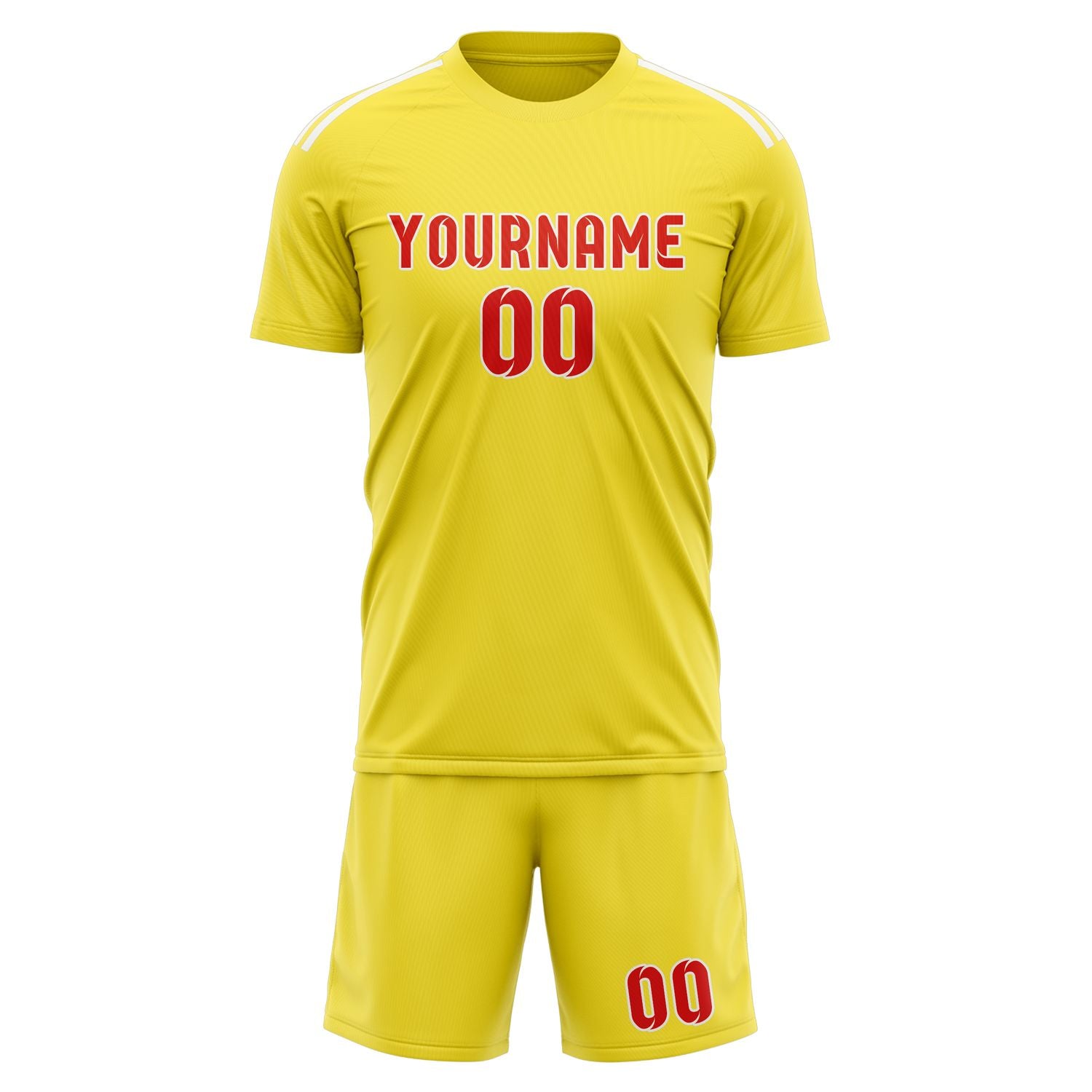 Maßgeschneidertes Professionelles Blassgelb Orangerot Fußballtrikot-Set