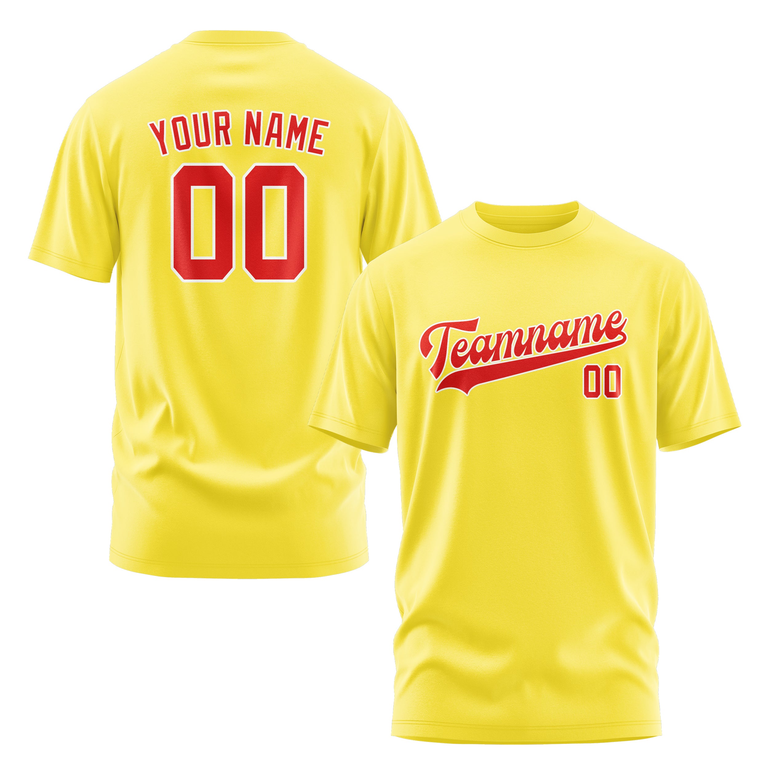 Maßgeschneidertes Blassgelb Orangerot T-Shirt